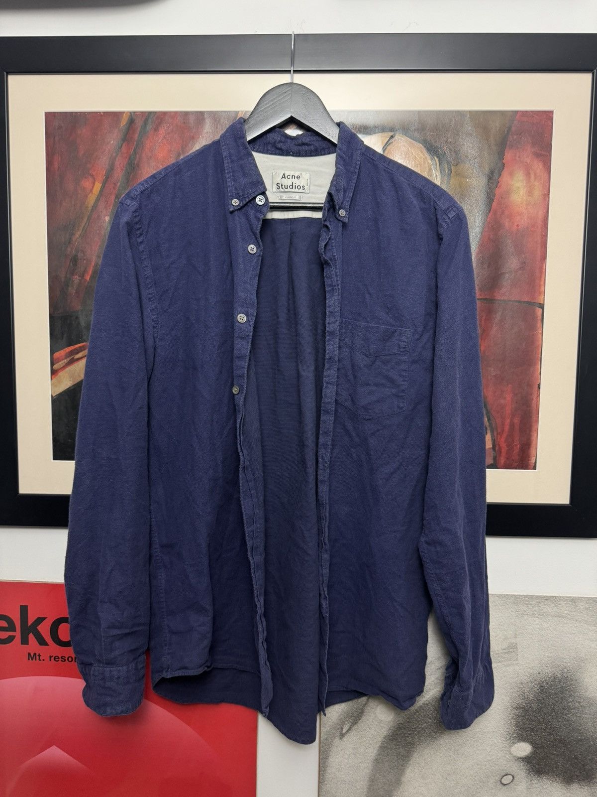 Acne Studios Acne Studios Isherwood Casual Button Up Shirt Navy Blue Size US M / EU 48-50 / 2 - 2 Thumbnail