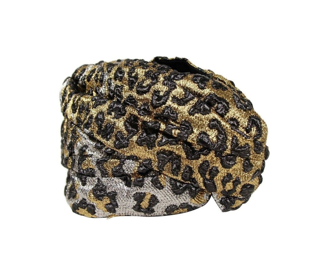 Gucci Women's Gold / Silver Metallic Leopard Print Turban Size ONE SIZE - 1 Thumbnail