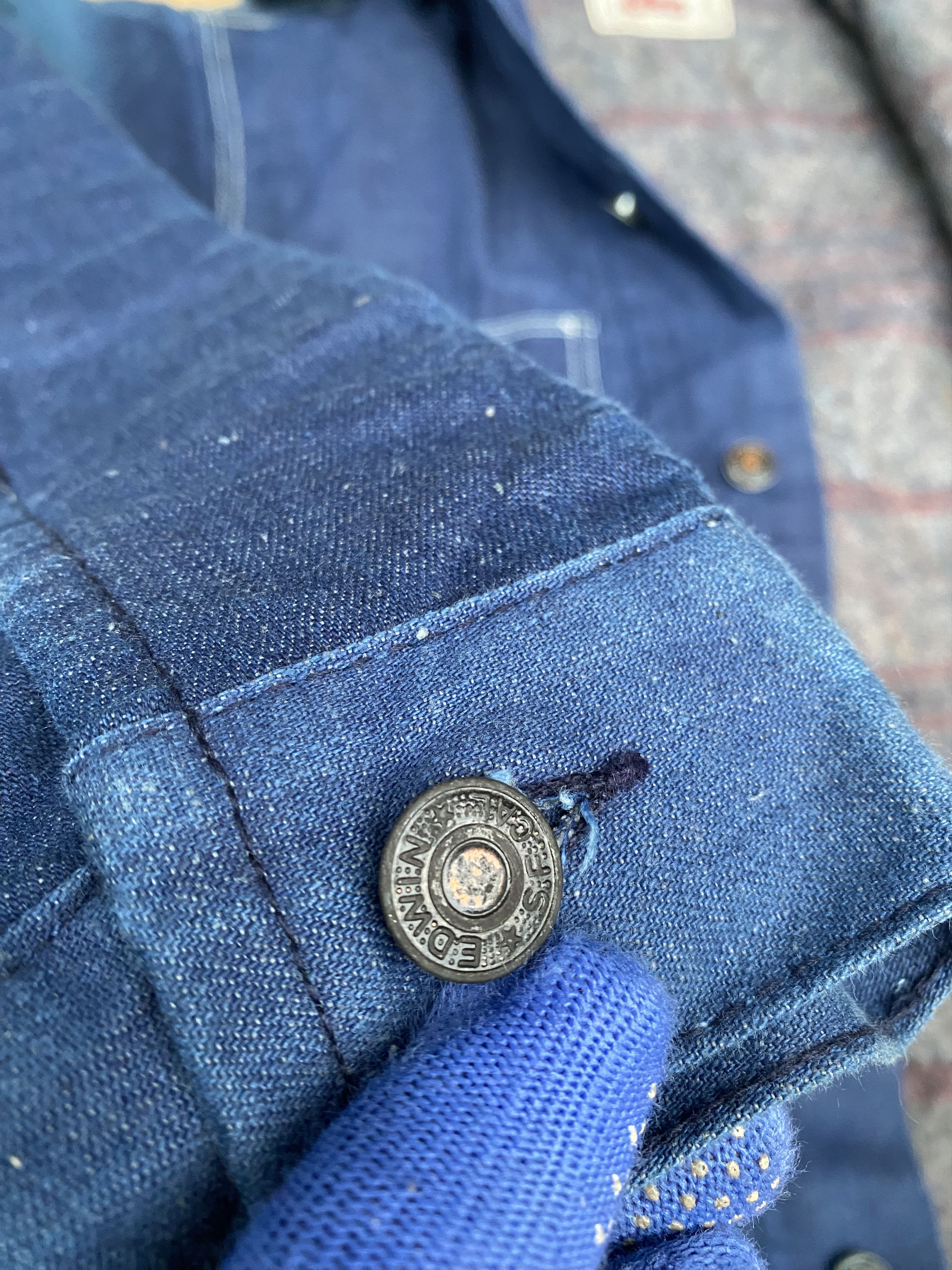 Edwin Vintage 80S Edwin sunfaded Chore denim jacket inner blanket Size US S / EU 44-46 / 1 - 9 Thumbnail