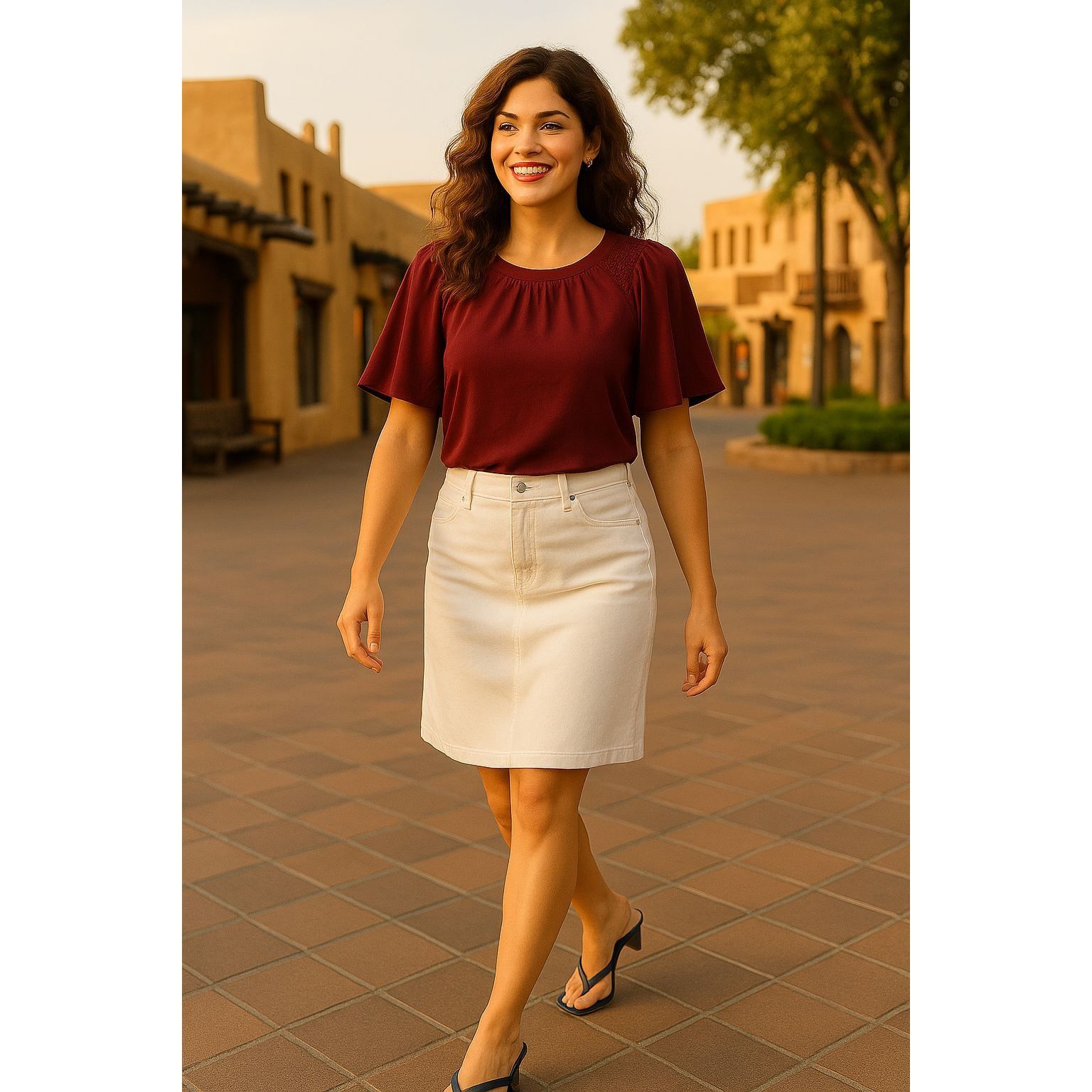 Ann Taylor Ann Taylor Small Burgundy Smocked Shoulder Blouse Flutter Sl Size S / US 4 / IT 40 - 3 Thumbnail