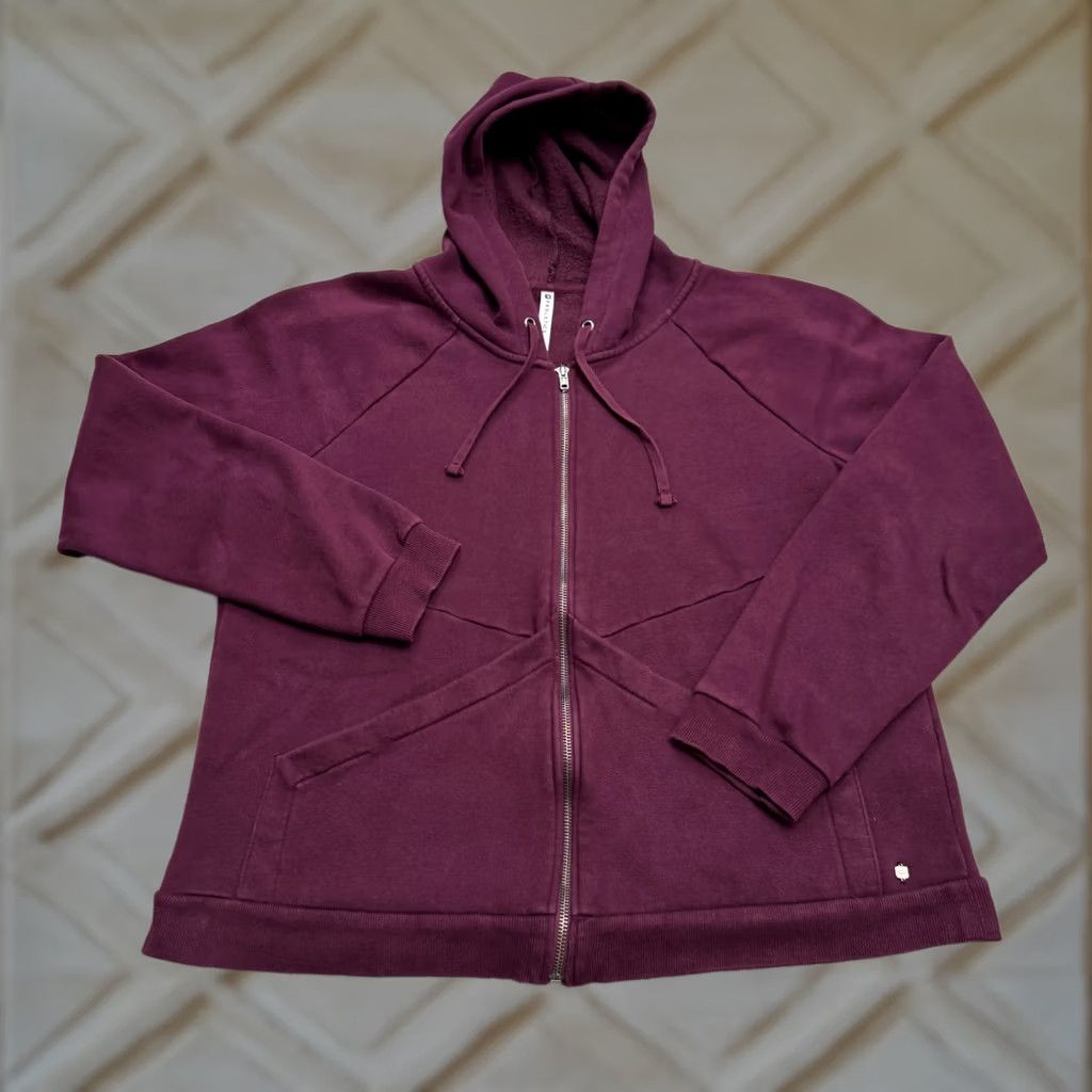 Fabletics Fabletics Full Zip Hoodie Sweatshirt Women XL Burgundy Fleece Raglan Pockets Size XL / US 12-14 / IT 48-50 - 1 Thumbnail