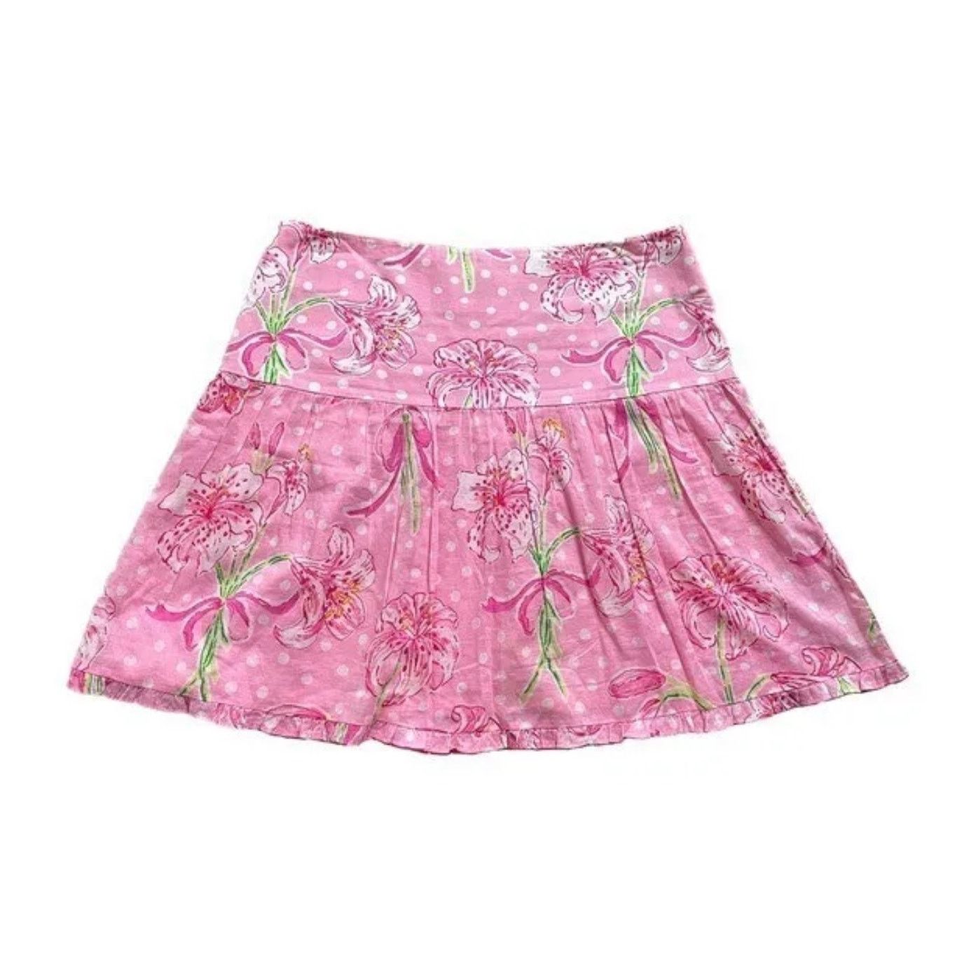 Lilly Pulitzer Lilly Pulitzer Women Nikita Pink Floral Ruffle Mini Skirt 4 Size 27" / US 4 / IT 40 - 1 Thumbnail