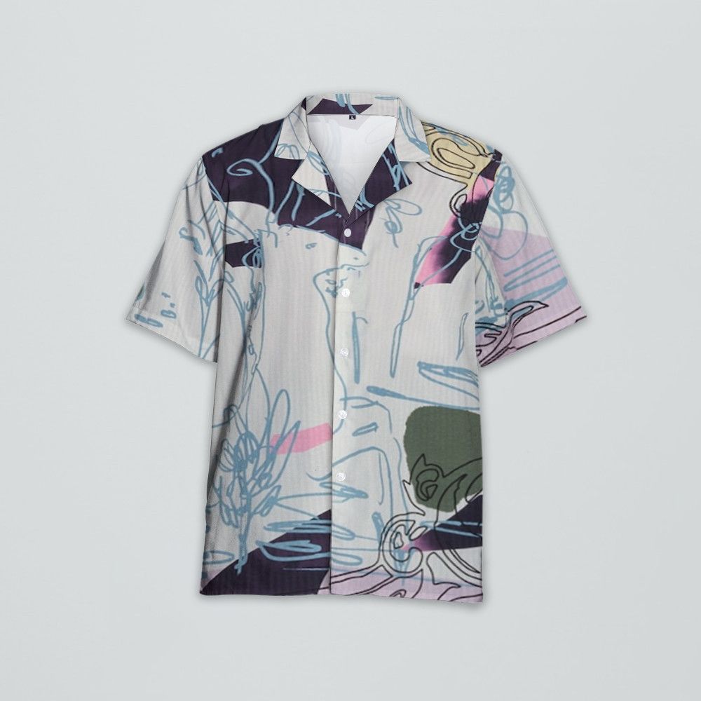 Designer Printed Seersucker Cotton Shirt – Lightweight Texture Size US L / EU 52-54 / 3 - 1 Thumbnail