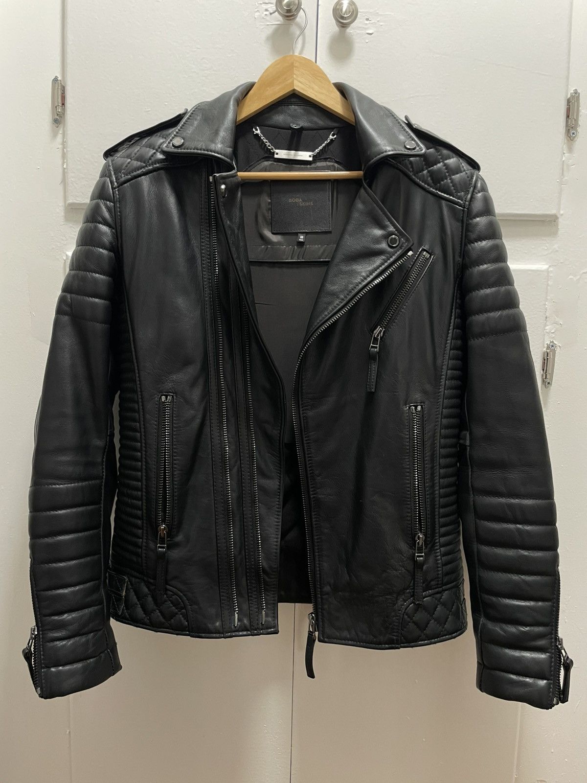 Boda Skins Boda Skins Kay Michaels Black Tall M Biker Leather Jacket CE Size US M / EU 48-50 / 2 - 1 Thumbnail