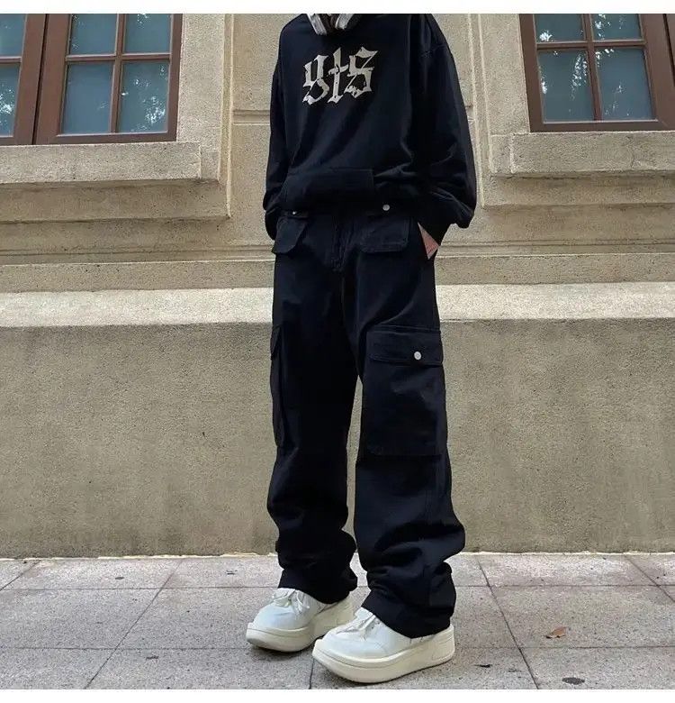Japanese Brand Cargo Pants Black- Korean Streetwear Style Pants Size US 32 / EU 48 - 4 Thumbnail