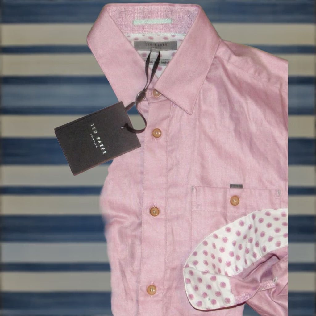 Ted Baker TED BAKER Pink End On End Long Sleeve Button Down Shirt Men 1 NWT Size US XS / EU 42 / 0 - 1 Thumbnail