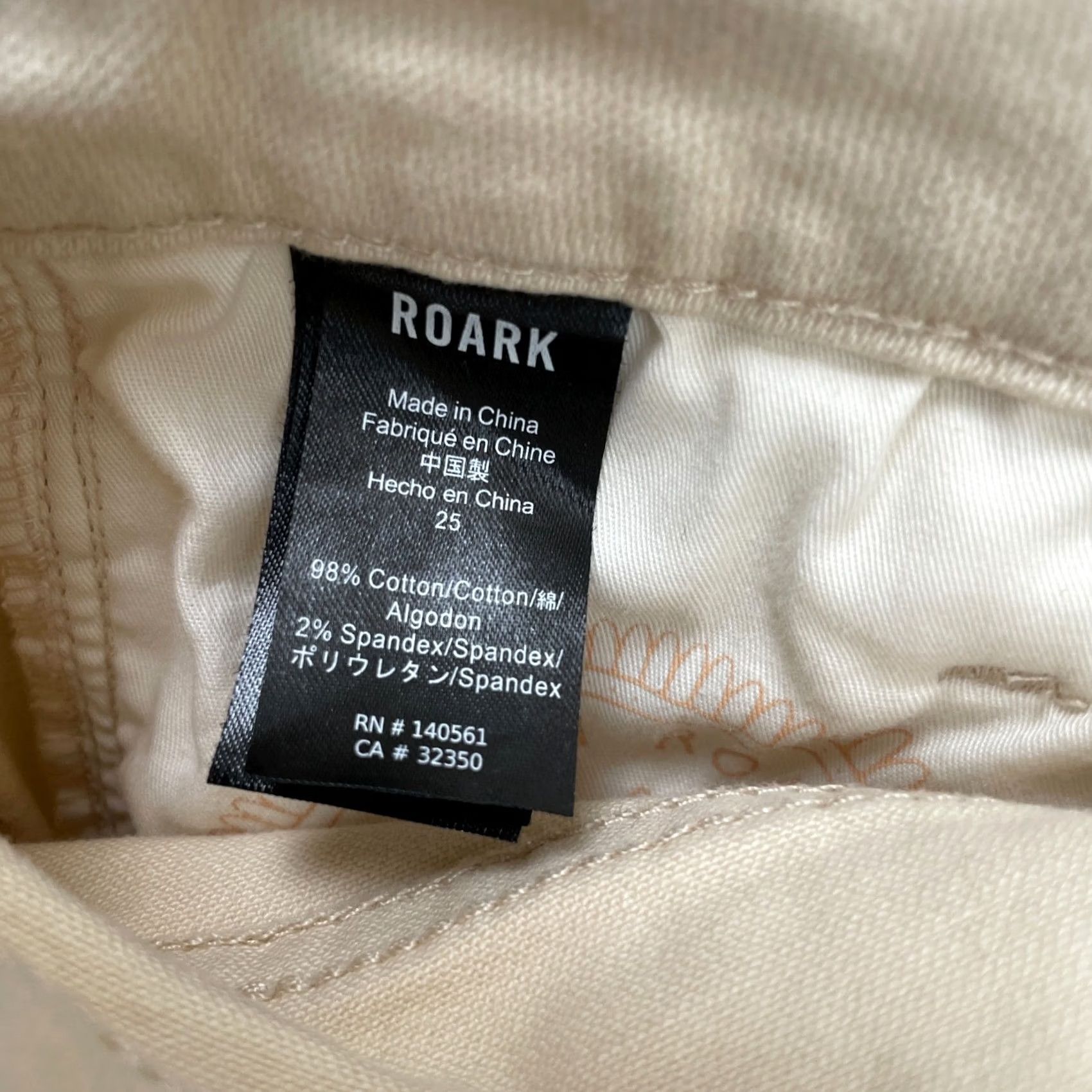 Roark Roark Jeans Womens 25 Beige Straight Leg Denim Cotton Logo Regular Fit Size 42" / US 20 - 4 Thumbnail