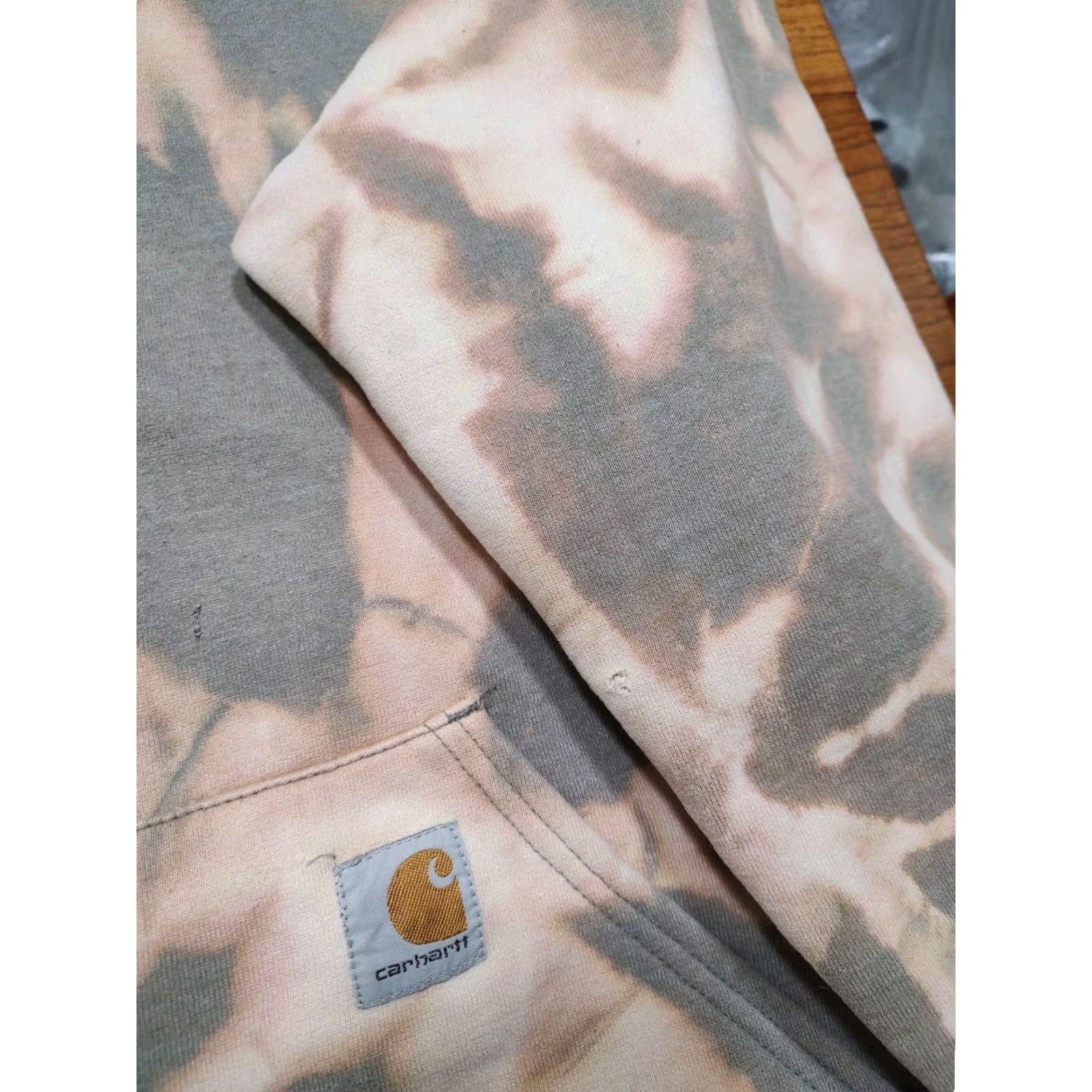 Carhartt VINTAGE Carhartt Hoodie Men LT Gray Lined Full Zip Sweatshirt Acid Wash 90s College Outdoor Logo Big & Tall Size US L / EU 52-54 / 3 - 6 Thumbnail