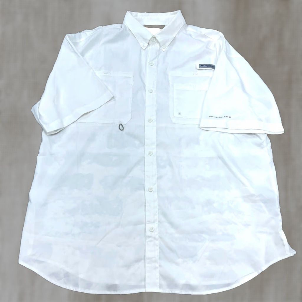 Vintage Columbia PFG Shirt Men XL White Button-Up Performance Fish Gear Vented Outdoor Seasonal UV Pockets Logo Omni-Shade Old-Season? Size US XL / EU 56 / 4 - 1 Thumbnail