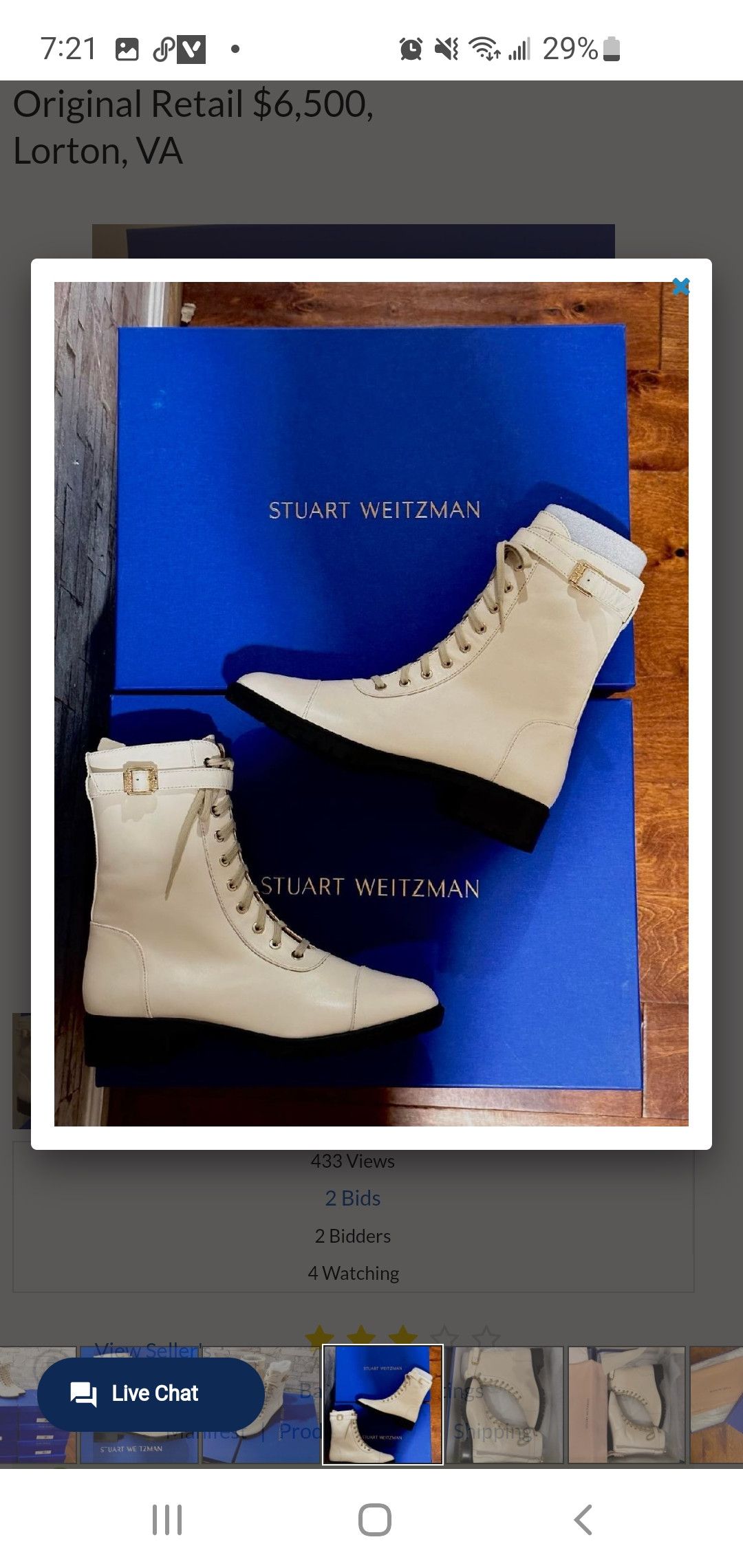 Stuart Weitzman Stuart Weitzman Thalia Leather Combat Bootie- Ivory Size US 8 / IT 38 - 3 Thumbnail