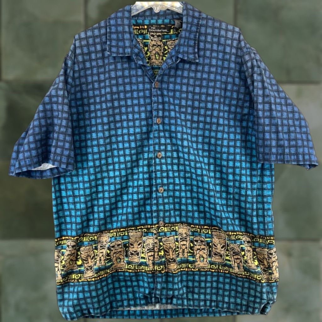 Vintage VINTAGE No Boundaries Camp Shirt Mens XL Blue Floral 90s 2000s Hawaiian Button-Up Short Sleeve Casual Shirt Mens XL Blue Size US XL / EU 56 / 4 - 1 Thumbnail