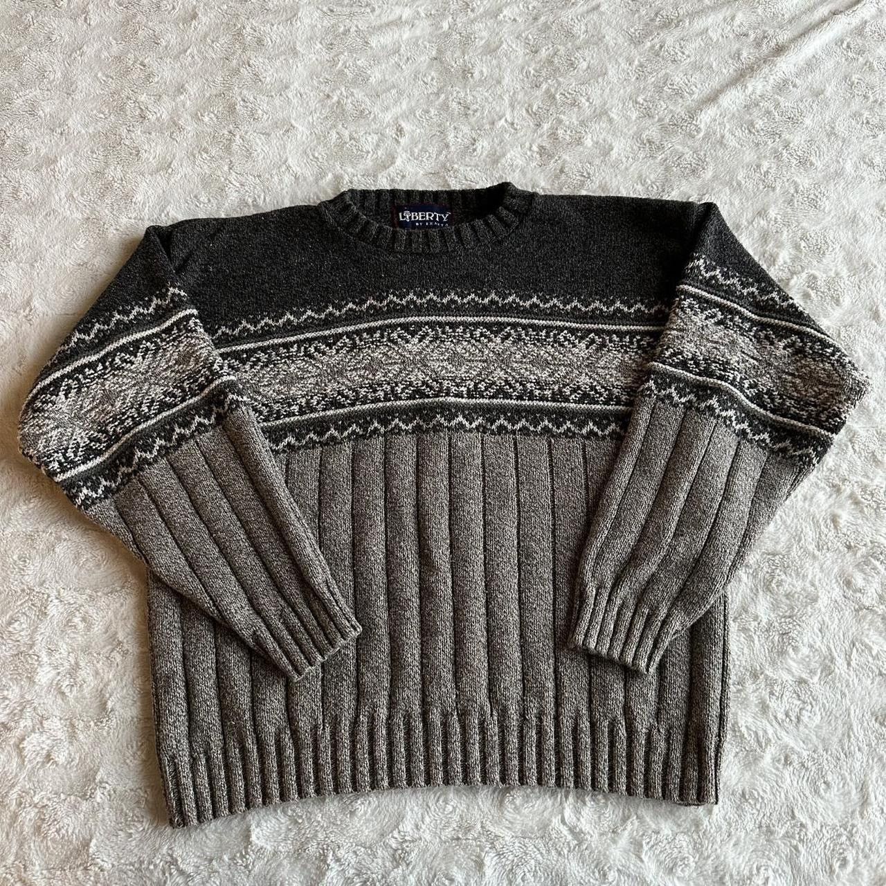 Liberty Vintage Fair Isle Sweater Pullover Mens Large Gray Fisherman Size US L / EU 52-54 / 3 - 1 Thumbnail