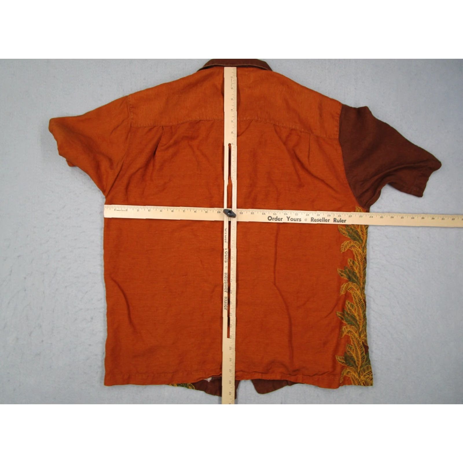 Tommy Bahama Tommy Bahama Shirt Mens Large Orange Palms Button-Up Silk Linen Hawaiian Tiki Shirt Size US L / EU 52-54 / 3 - 5 Thumbnail