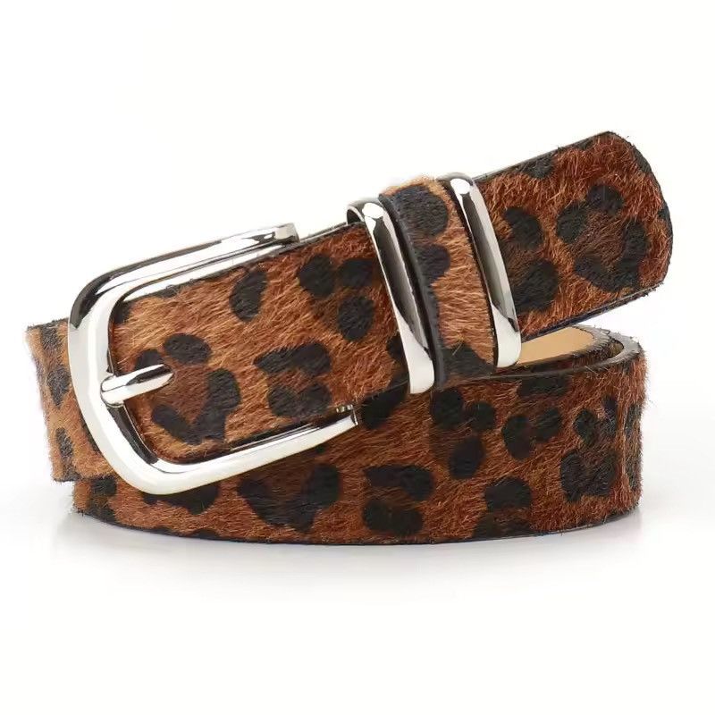 Japanese Brand Y2k leopard cheetah print Pu leather belt Size 34 - 2 Thumbnail