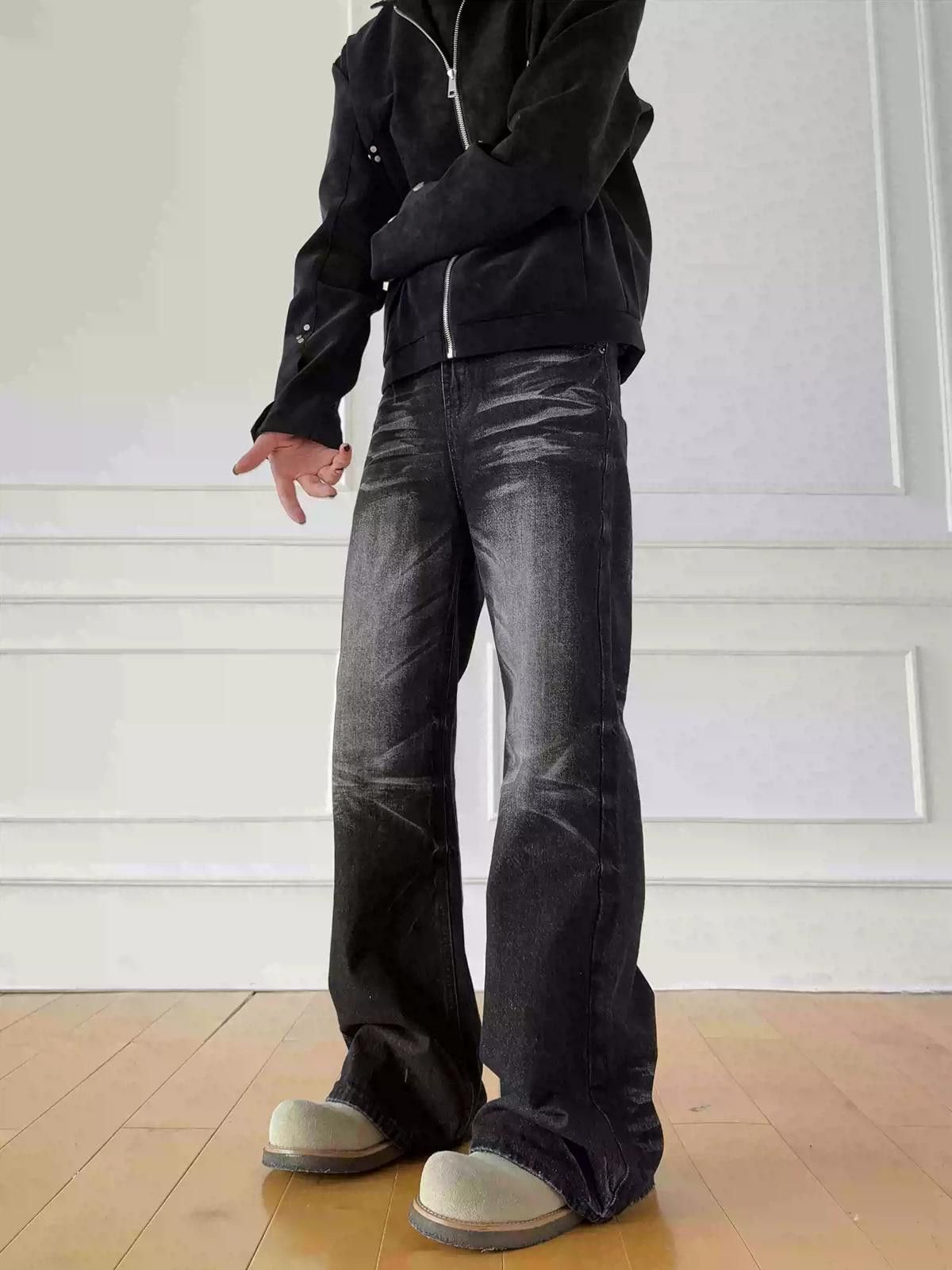 Vintage Black Flared Denim Jeans, Wide Leg Casual Pants Size US 32 / EU 48 - 6 Thumbnail