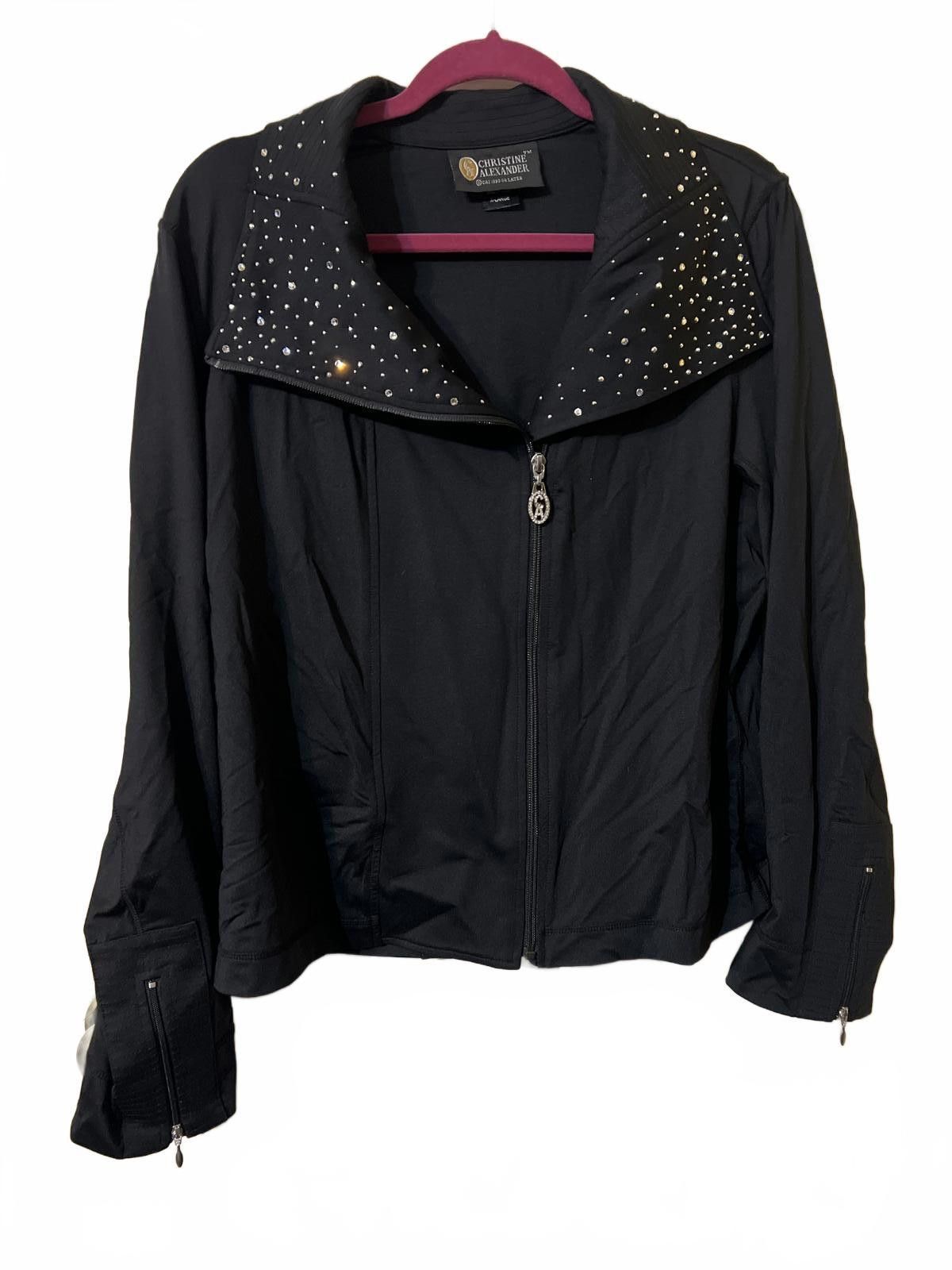 Other Christine Alexander Black Women's Jacket Stoned Collar XL Size XL / US 12-14 / IT 48-50 - 2 Thumbnail