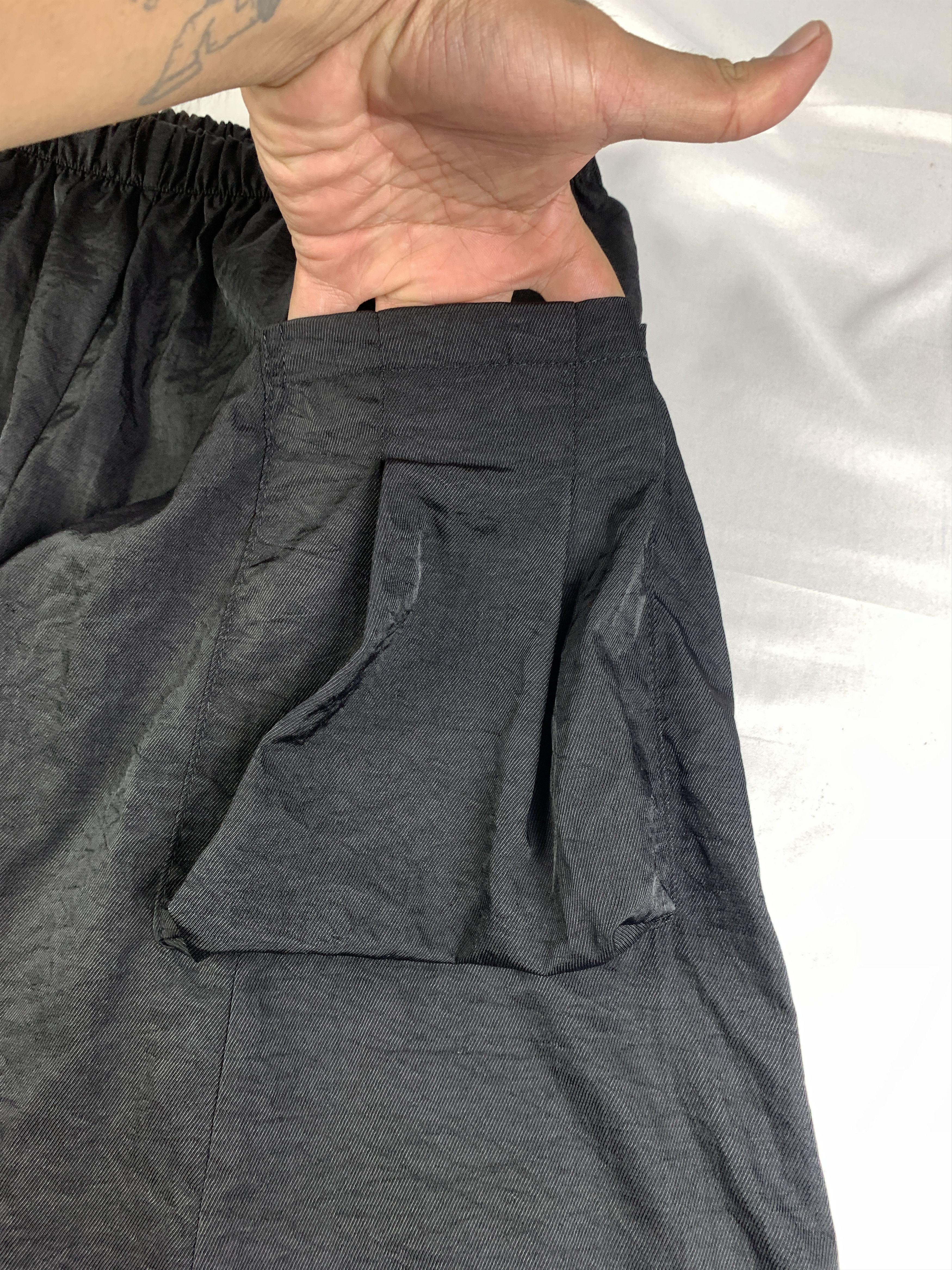 Japanese Brand Sanaya Shiny Black Super Big Balloon Nylon Pants (30-36) Size 31" - 7 Thumbnail