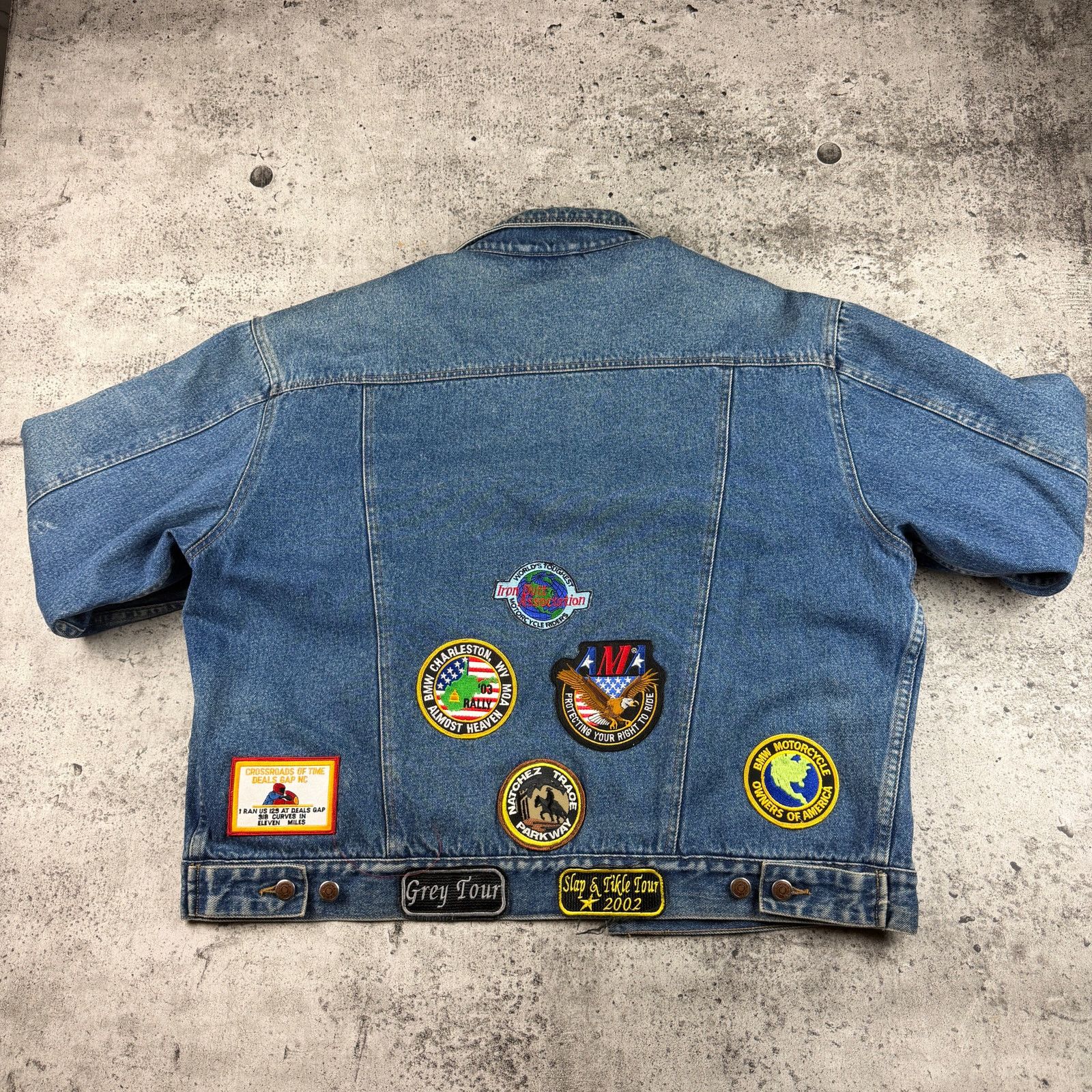 Sonoma Vintage Biker Jean Jacket Flannel Lined Patches & Pins Size US L / EU 52-54 / 3 - 2 Thumbnail