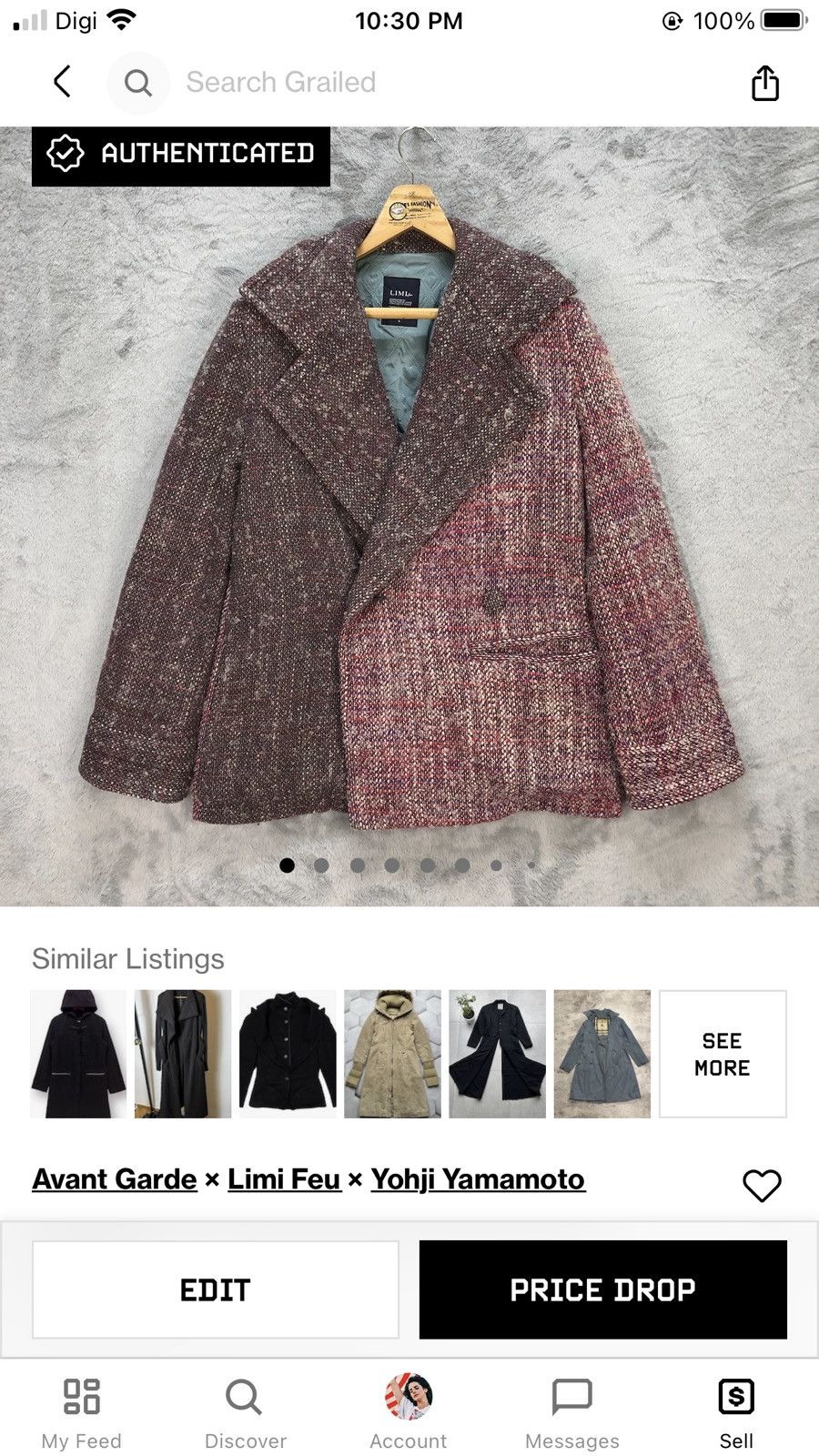 Limi Feu LIMI FEU TWO TONE WOOL MOHAIR TWO TONE COAT #5965-19 Size S / US 4 / IT 40 - 14 Thumbnail