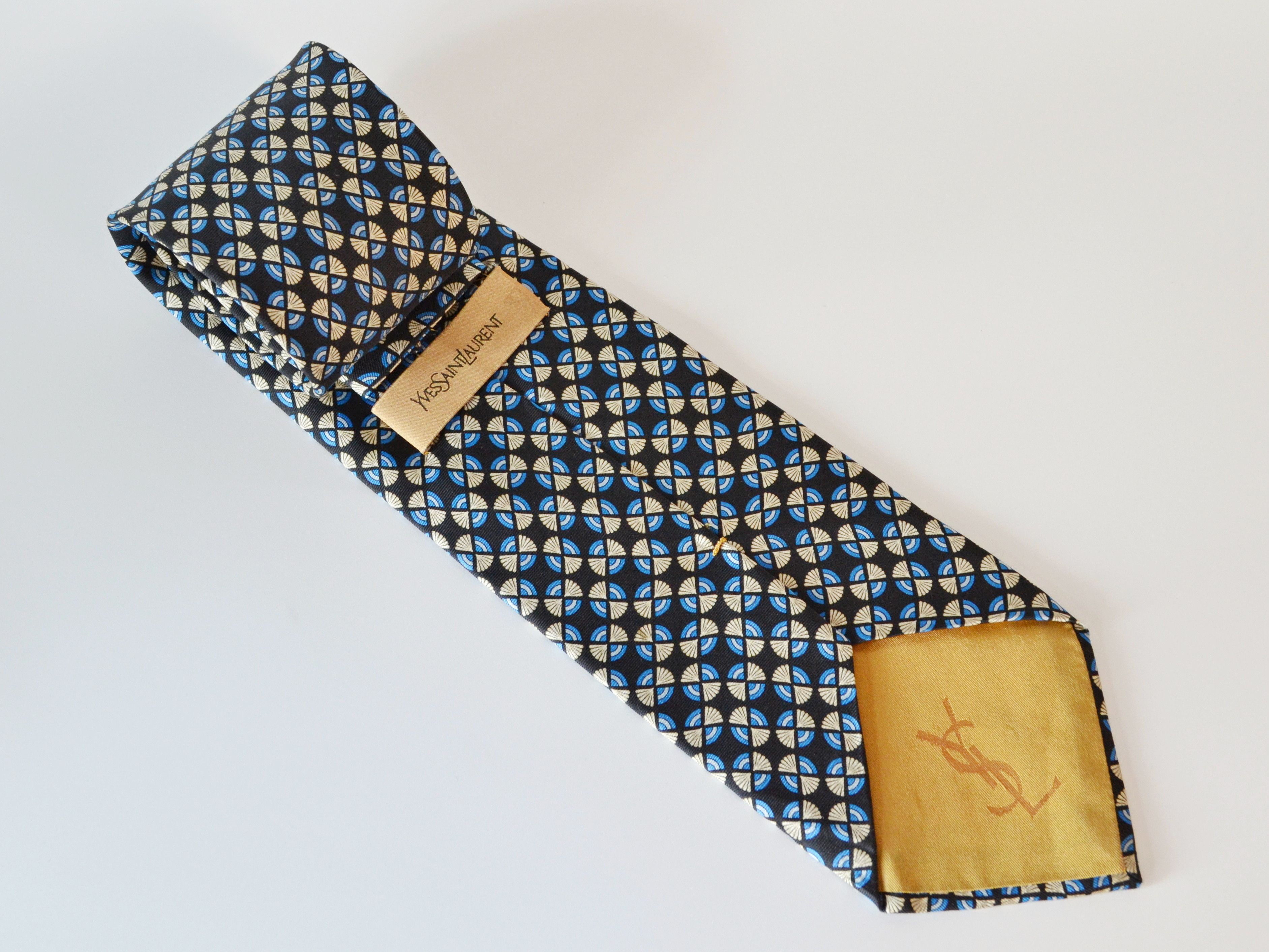 Yves Saint Laurent Yves Saint Laurent Men's Geometric Pattern Silk Neck Tie Size ONE SIZE - 1 Thumbnail