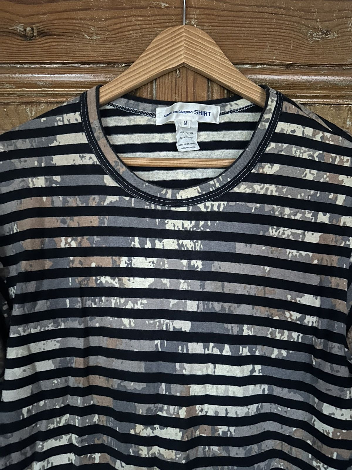 Comme des Garcons SHIRT Comme des Garçons Shirt stripped/camo long sleeve T-shirt Size US M / EU 48-50 / 2 - 3 Thumbnail