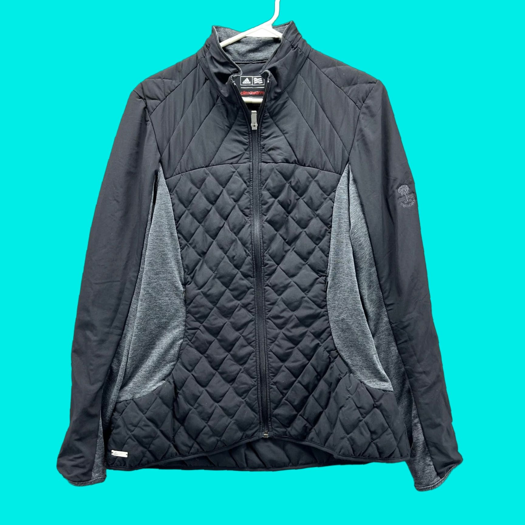 Adidas Adidas Jacket Womens Large Black Quilted Climawarm Full Zip Brooklawn Tour Mixed Jacket Size L / US 10 / IT 46 - 1 Thumbnail