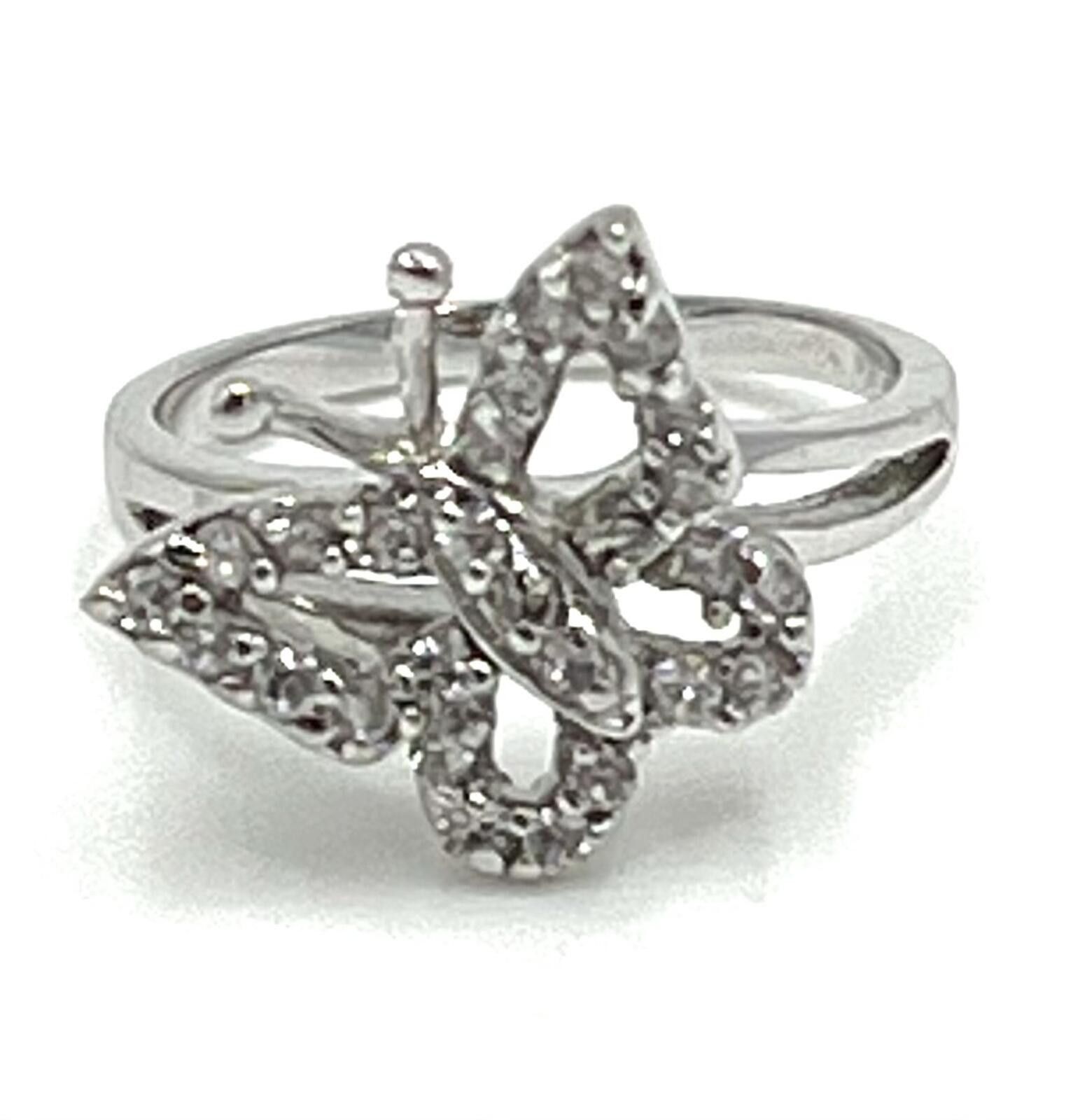 Other Sterling Silver & Cubic Zirconia Butterfly Ring Size ONE SIZE - 1 Thumbnail