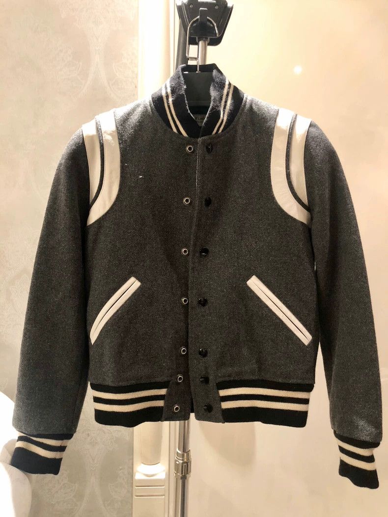 Saint Laurent Paris Saint Laurent Gray Baseball Jacket Size 38 Size US M / EU 48-50 / 2 - 1 Thumbnail
