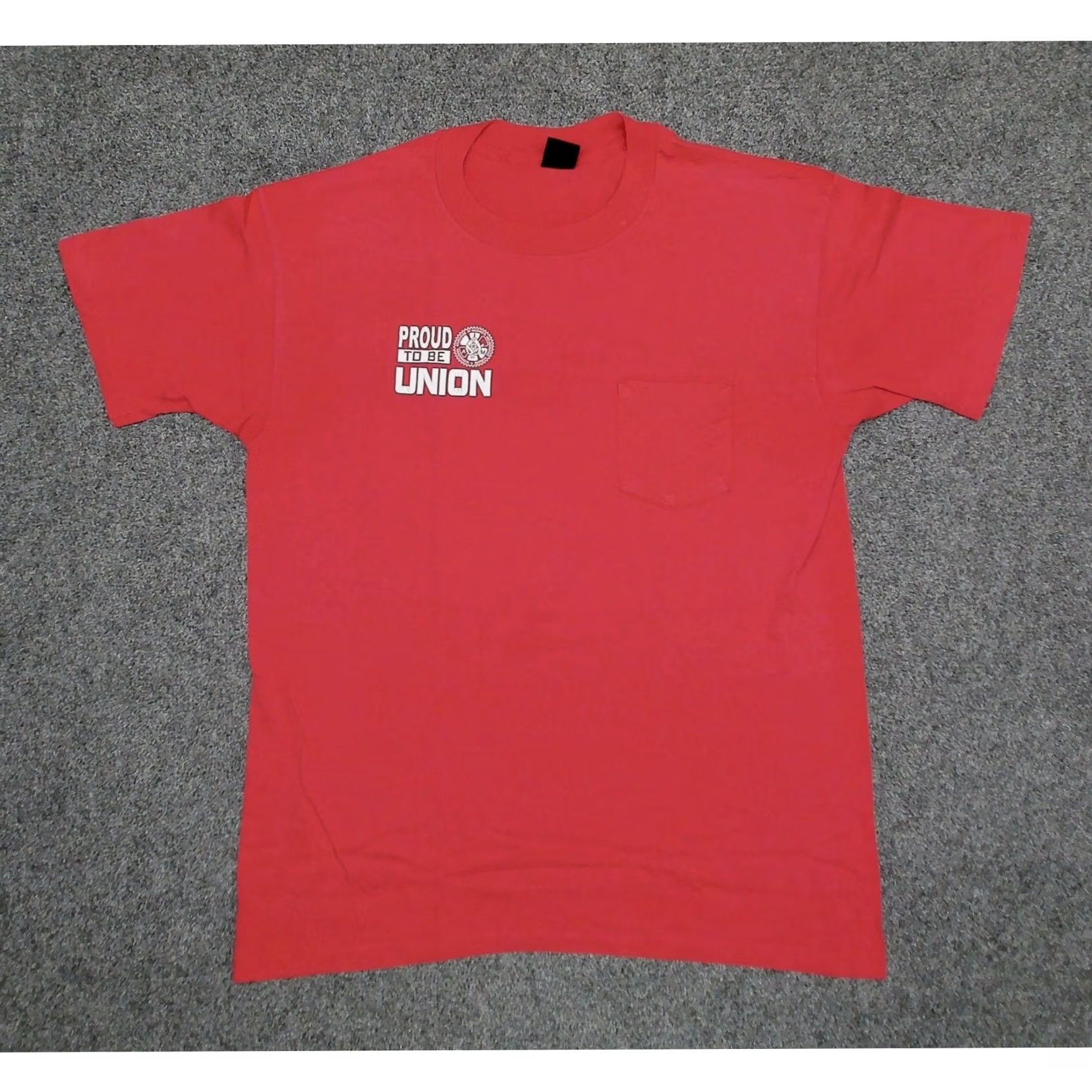 Vintage VINTAGE 90s Machinists Union Pocket T-Shirt Rattlesnake Strike Red Mens 2XL Single Size US XXL / EU 58 / 5 - 3 Thumbnail