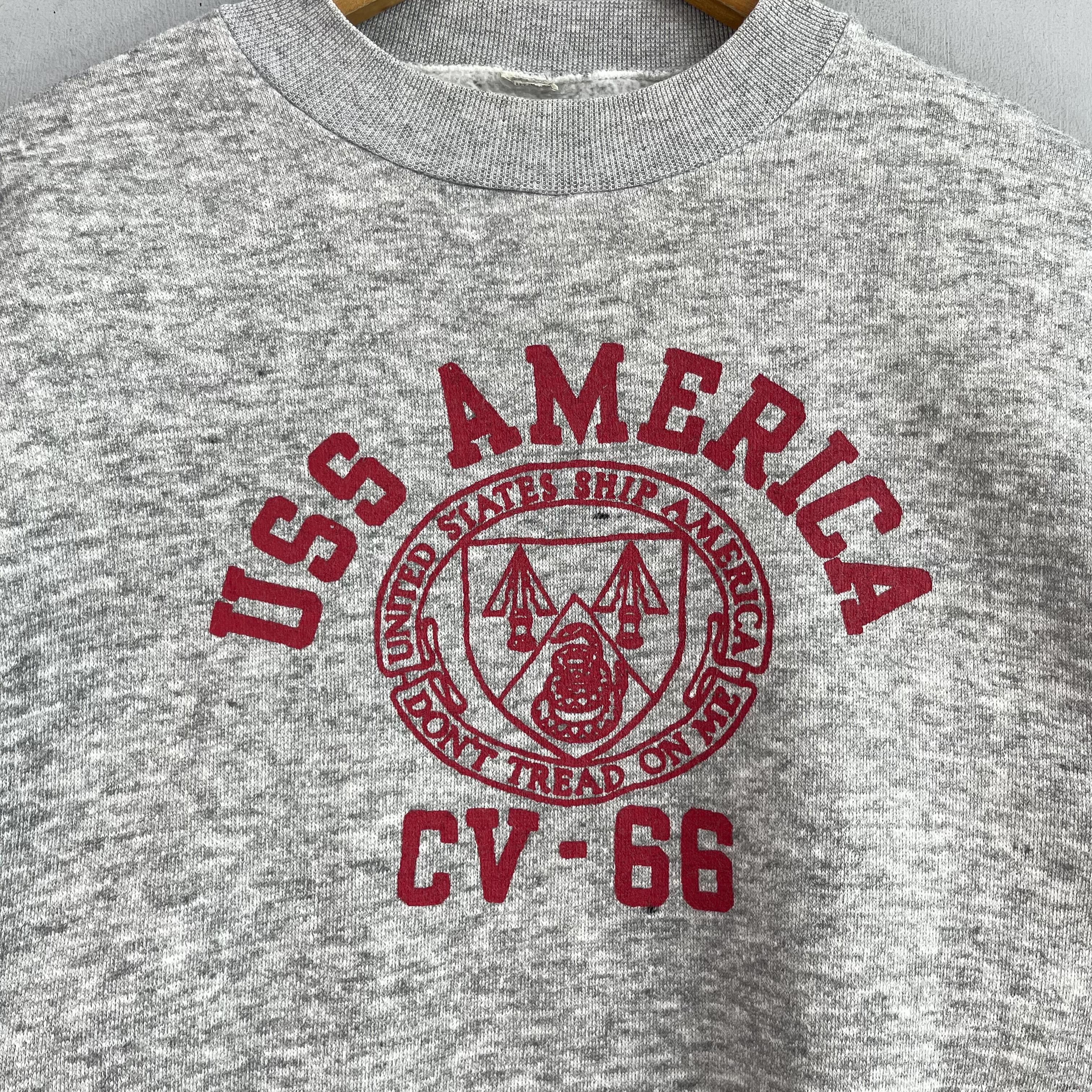 Vintage Vintage CV - 66 USS America Spellout Printed Sweatshirt Size US M / EU 48-50 / 2 - 2 Thumbnail