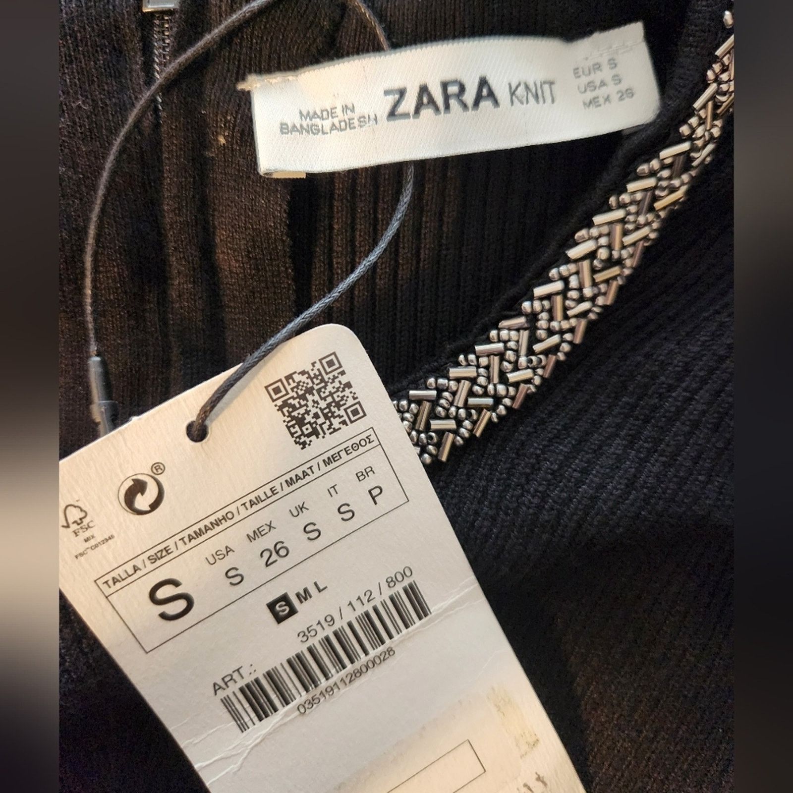 Zara NWT Zara Knit Beaded Neck Sweater Dress Small Size S / US 4 / IT 40 - 8 Thumbnail