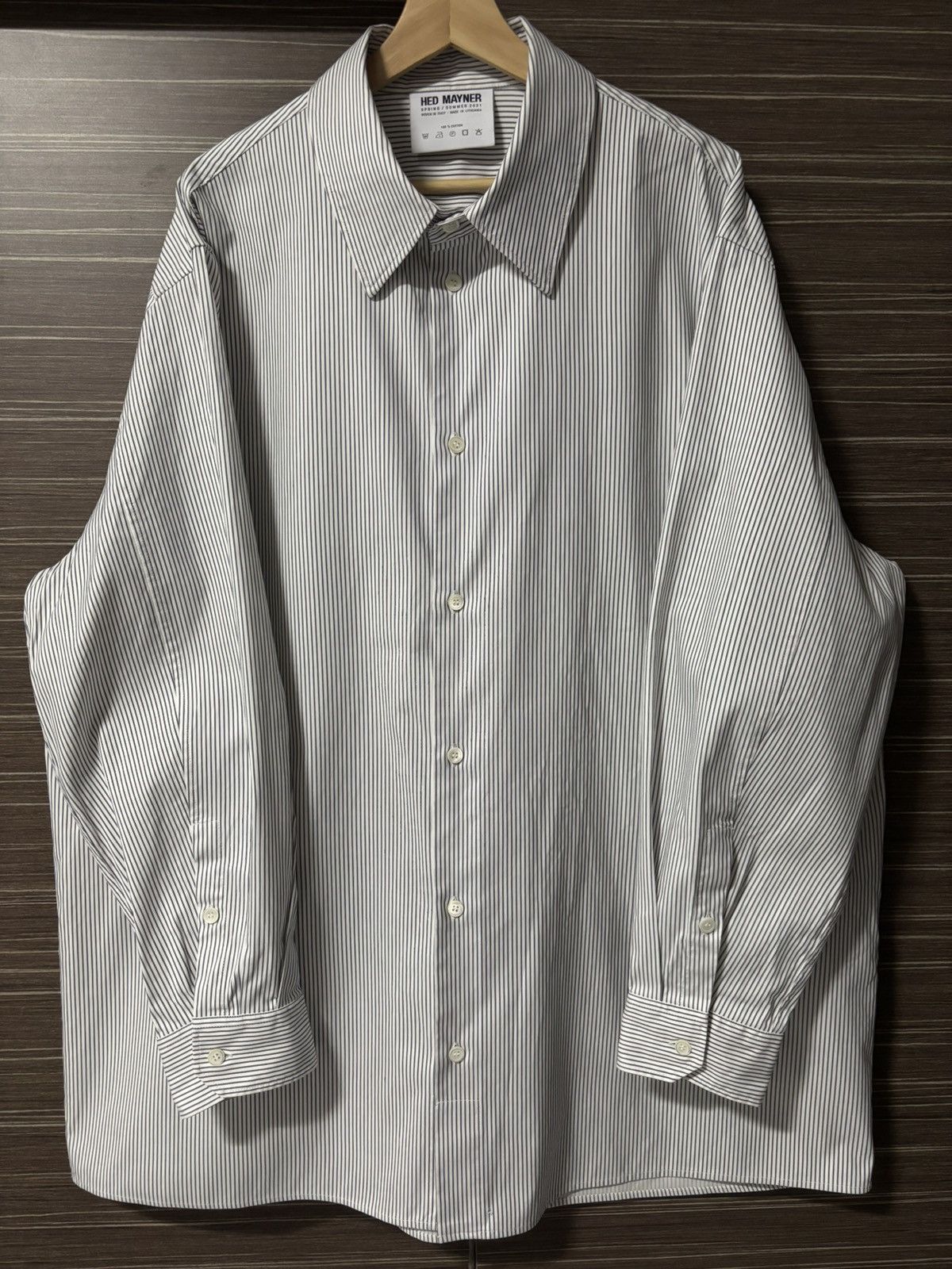 Hed Mayner Hed Mayner Navy Striped Cotton Shirt Size US M / EU 48-50 / 2 - 1 Thumbnail