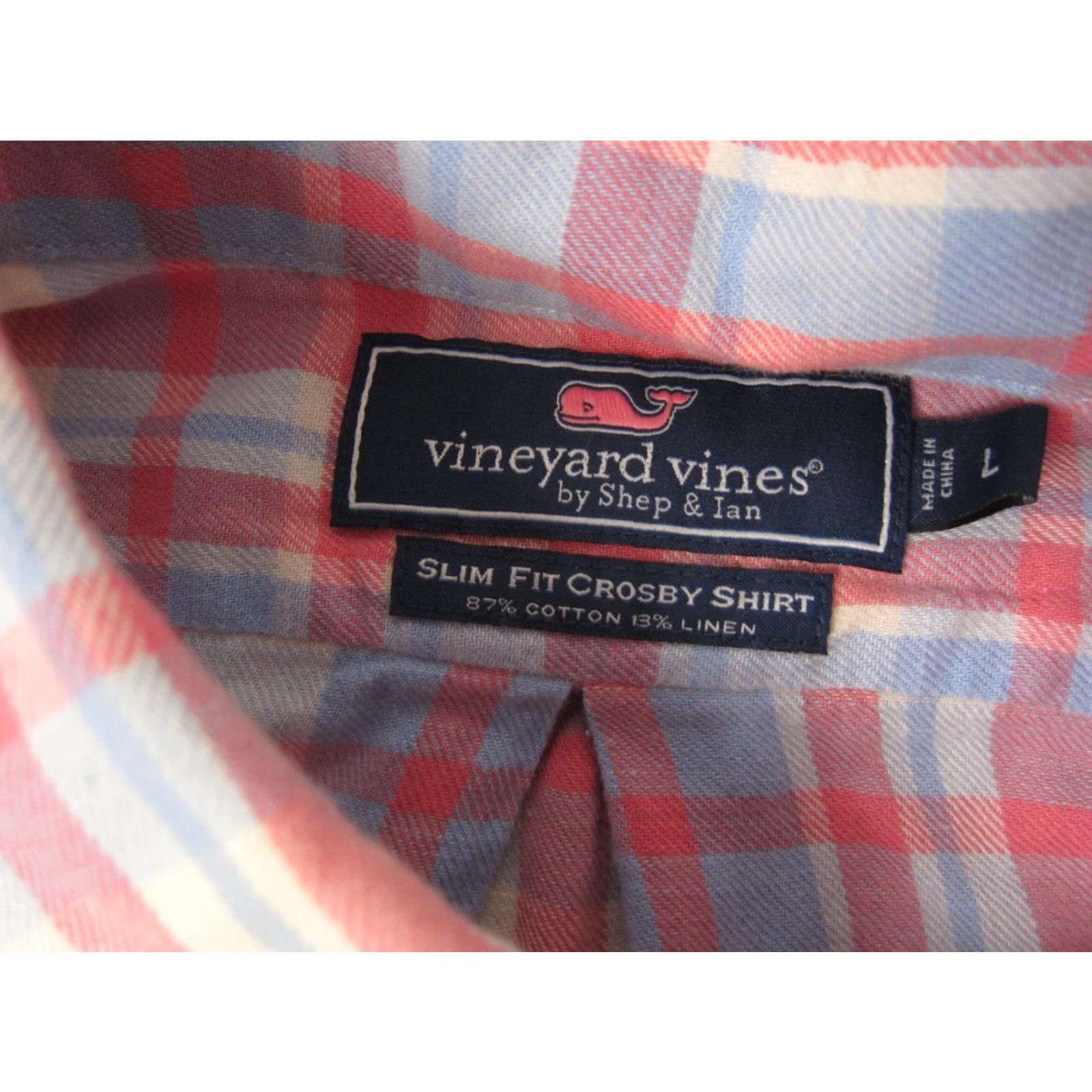 Vineyard Vines Vineyard Vines Shirt Mens Large Blue Pink Slim Fit Crosby Linen Flannel Shirt Mens Size US L / EU 52-54 / 3 - 3 Thumbnail