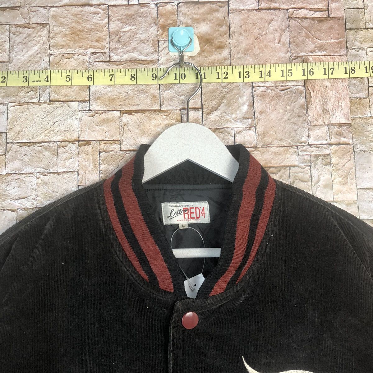 Japanese Brand DL Letter Red 4 Black/Maroon Bomber varsity Jacket #A4 Size US L / EU 52-54 / 3 - 4 Thumbnail