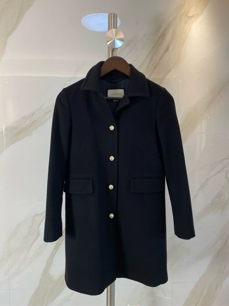 Gucci Size 38 Black wool tweed coat 2503-Nextarrow