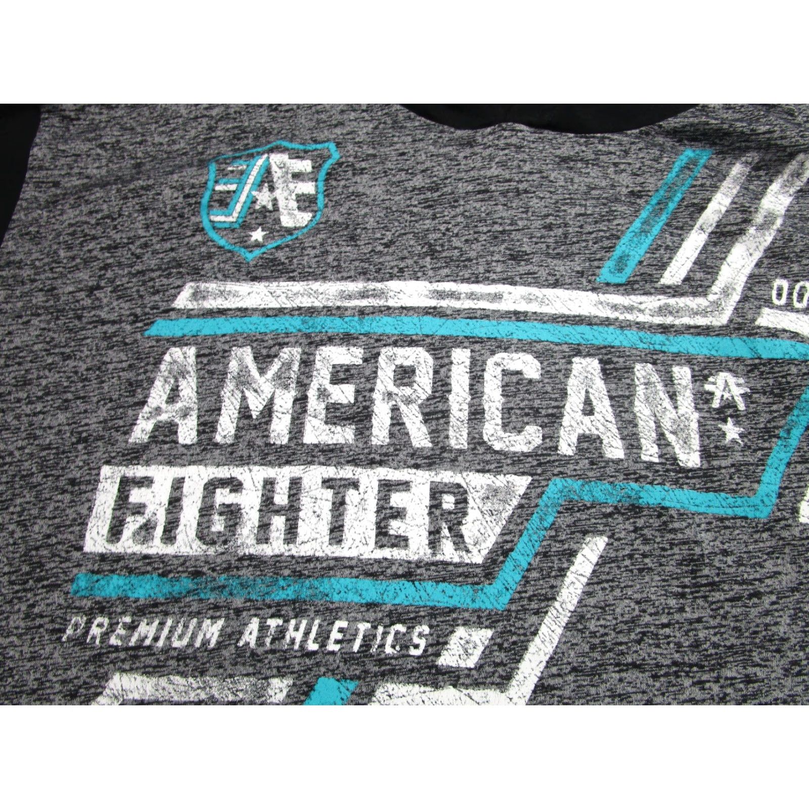 Vintage American Fighter Shirt Mens 2XL Gray Black Hooded Athletic Tee Premium Graphic Size US XXL / EU 58 / 5 - 3 Thumbnail