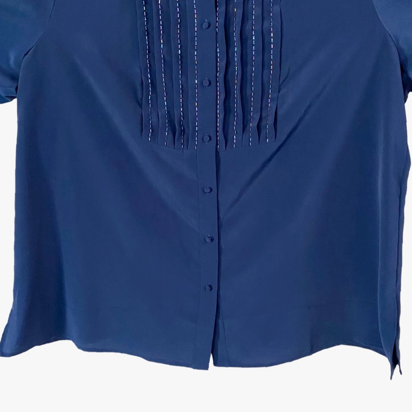 Vintage VINTAGE Maggie Sweet Beaded Button-Up Blouse Mandarin Collar Blue Women's 3X New Size XXL / US 16-18 / IT 52-54 - 6 Thumbnail