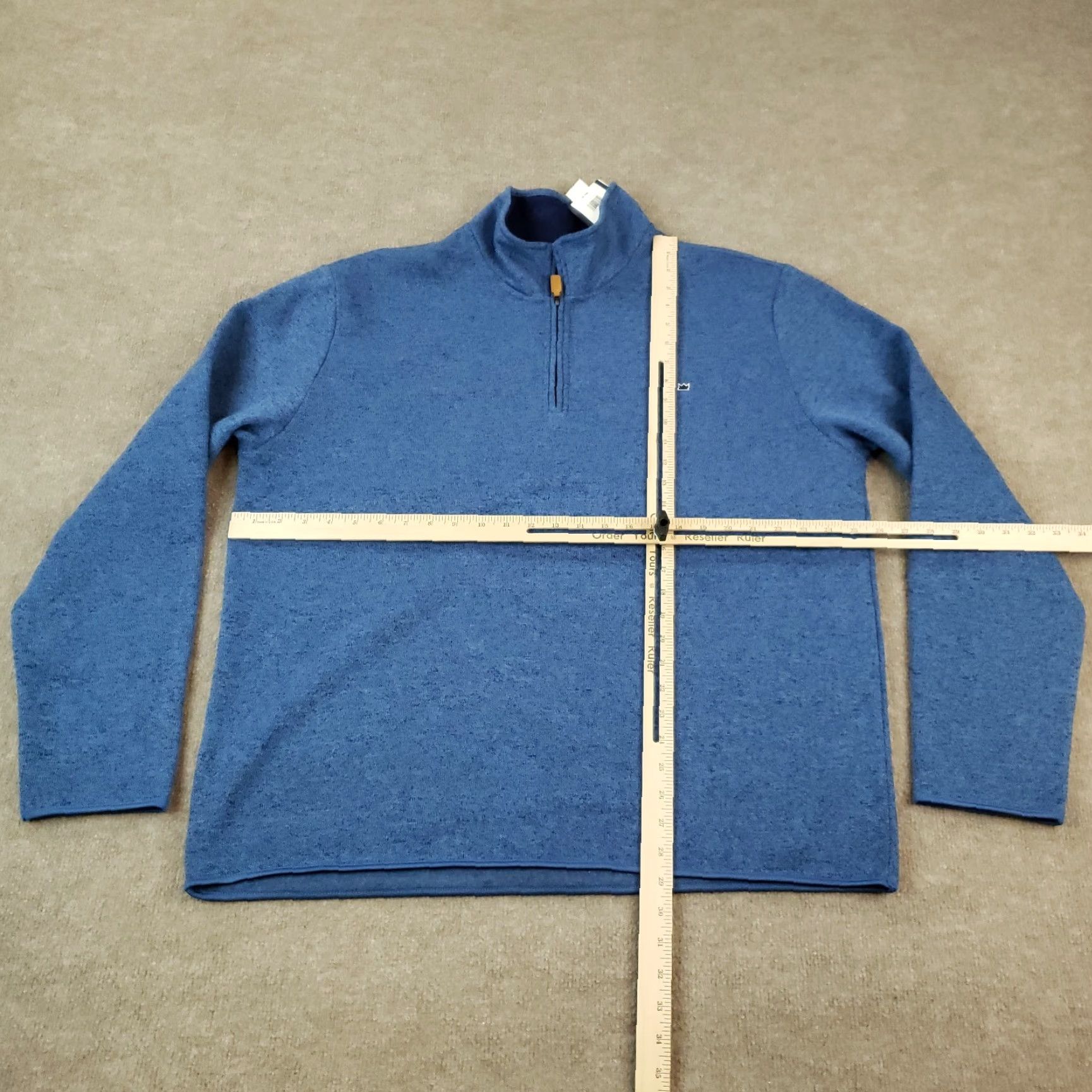 Vintage Crown & Ivy Mens Sweater XL Blue 1/4 Zip Mock Neck Long Sleeve Pullover Zip Size US XL / EU 56 / 4 - 2 Thumbnail
