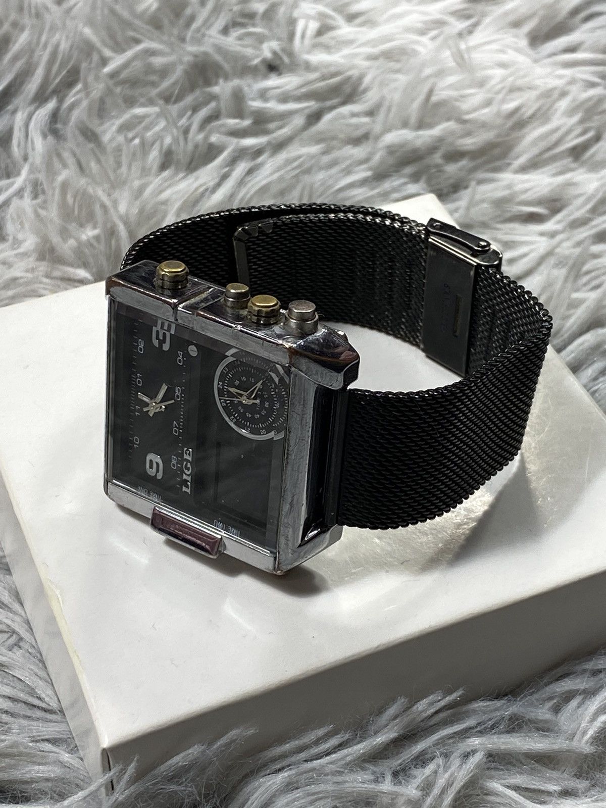 Japanese Brand Unique Square Multi-Dial Watch - Japanese Brand Size ONE SIZE - 7 Thumbnail