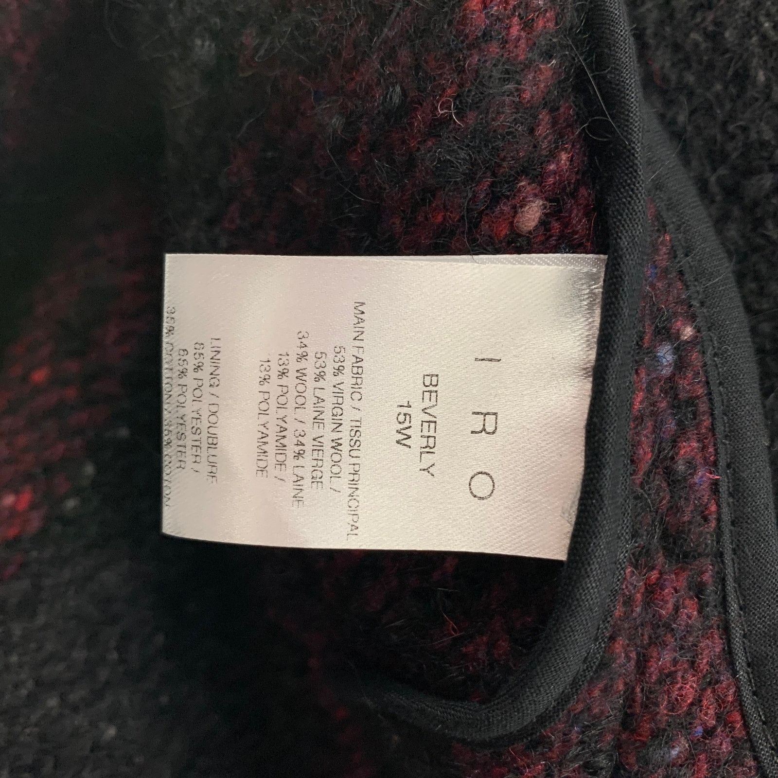 Iro 6 Beverly Black Burgundy Wool Blend Stripe Open Front Coat Size M / US 6-8 / IT 42-44 - 5 Thumbnail