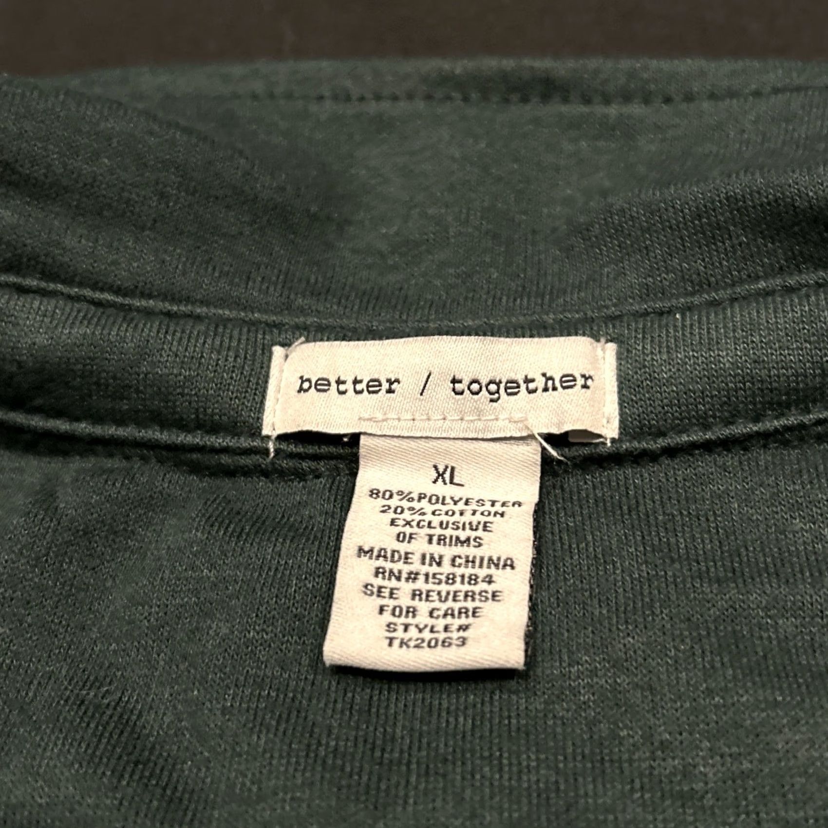 Vintage Better / Together Shirt Slim Long Sleeve Green XL Womens 90s Casual Crew Neck Stretch Cotton Polyester Visordown Size XL / US 12-14 / IT 48-50 - 2 Thumbnail