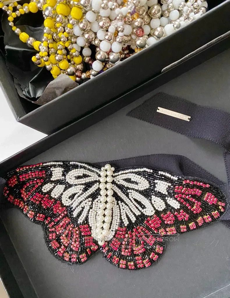 Dries Van Noten Dries Van Noten Heavy Embroidered Beaded Butterfly Necklac Size ONE SIZE - 1 Thumbnail