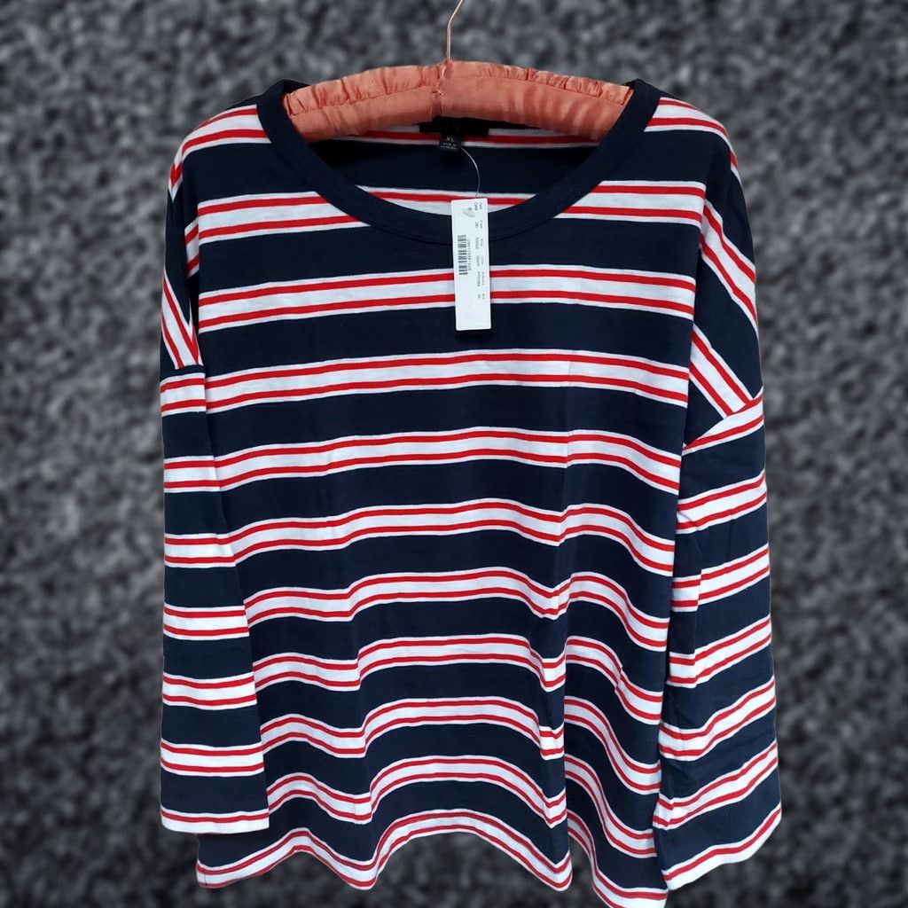 J.Crew J.CREW Womens T-Shirt XL Striped Three-Quarter Sleeve Casual Crew Neck Multicolor AS028 Size XL / US 12-14 / IT 48-50 - 1 Thumbnail