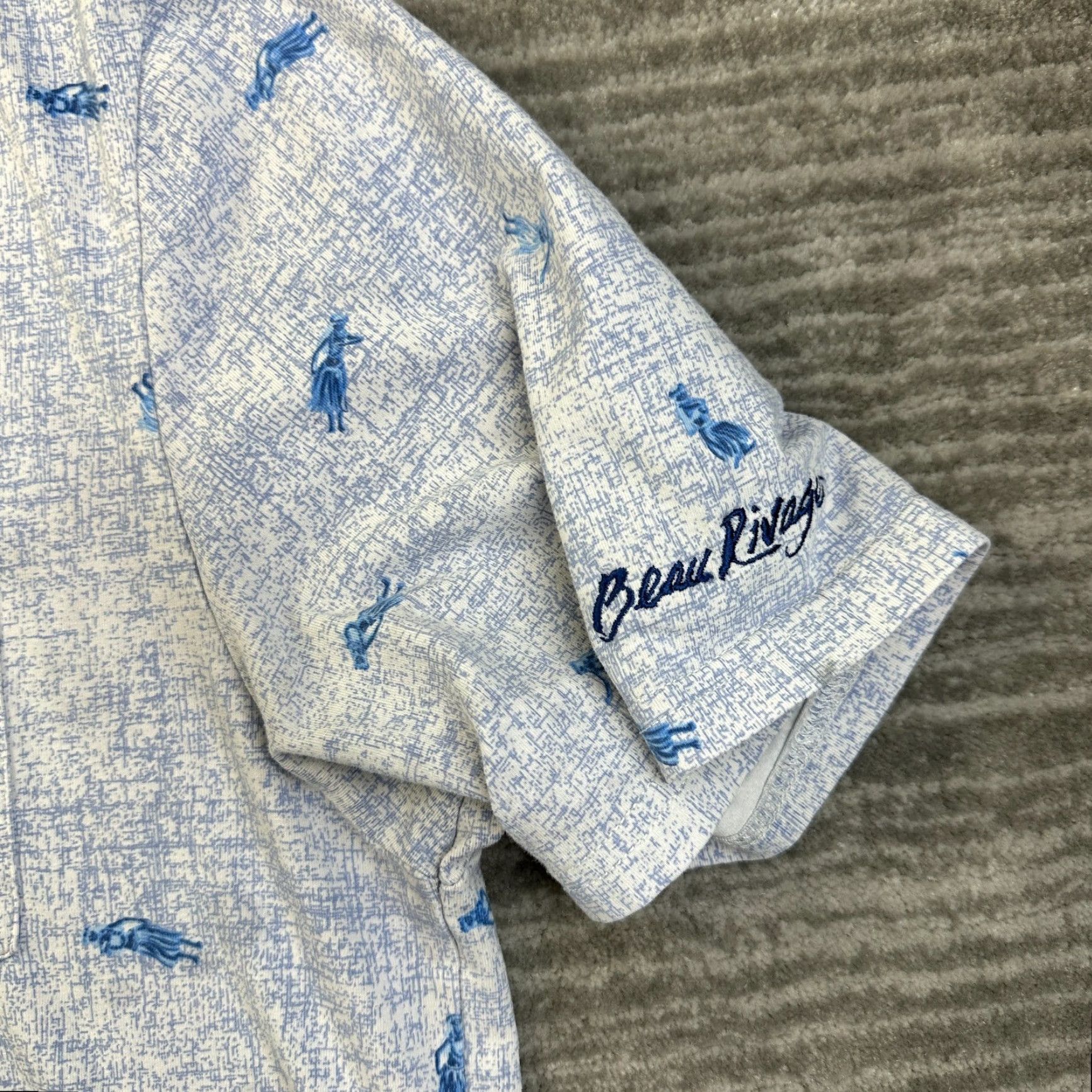 johnnie-O Johnnie O Polo Shirt Mens Large Blue Purple All Over Print Spotted Performance Size US L / EU 52-54 / 3 - 5 Thumbnail
