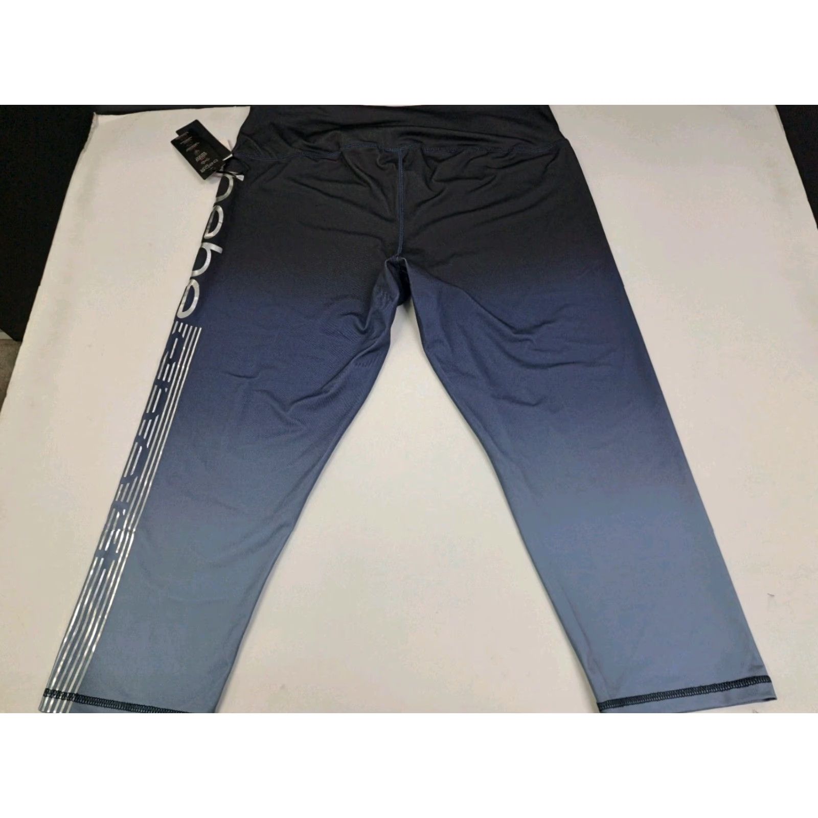 Bebe Bebe Womens Sport Leggings Cropped 2XL Blue Bebe Print Moisture Wicking Stretch Pull On Activewear Womens Size 40" / US 18 - 3 Thumbnail