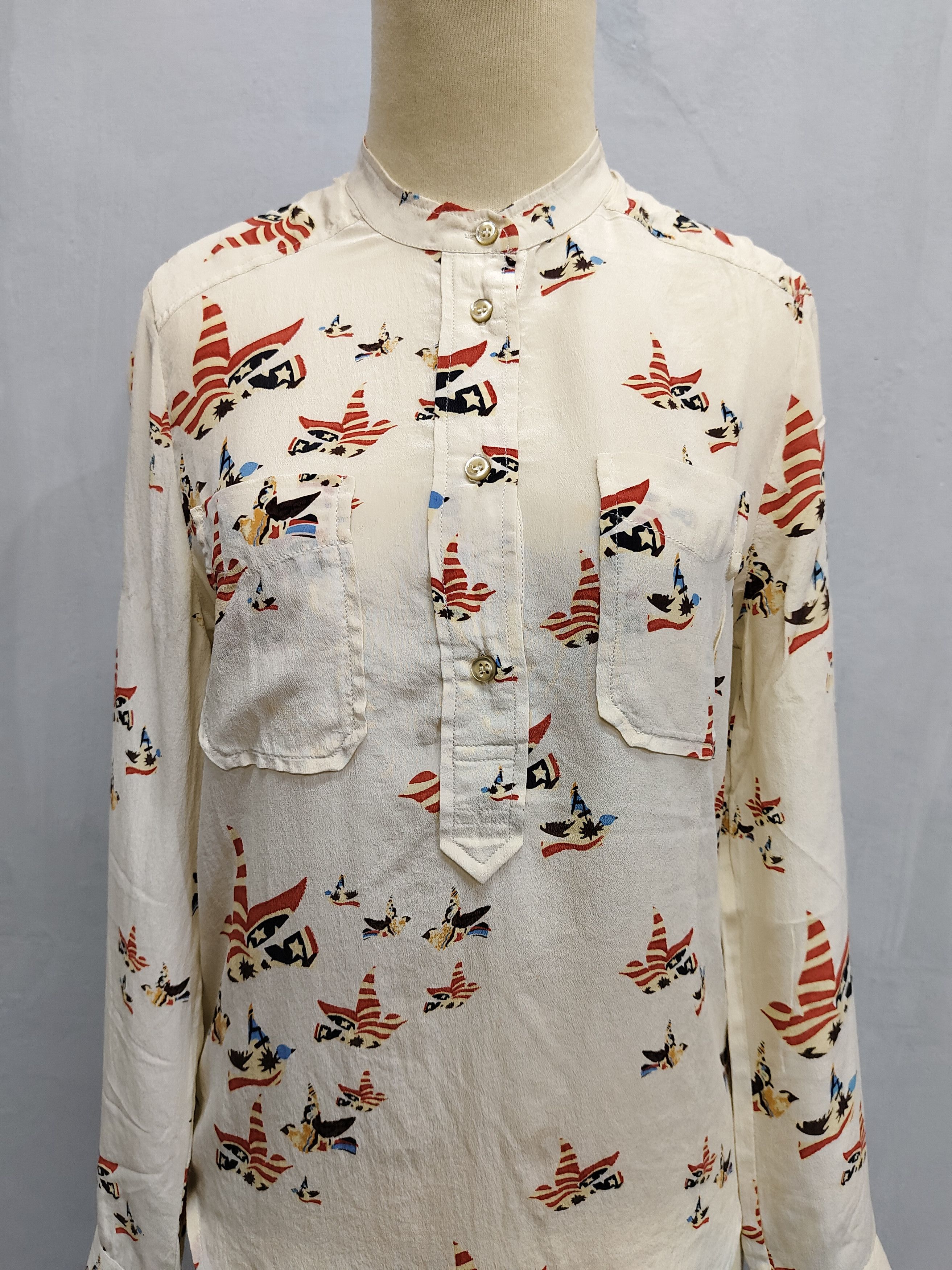 Isabel Marant Isabel Marant Étoile- Silk Folk Graphic Printed Blouse Size S / US 4 / IT 40 - 2 Thumbnail