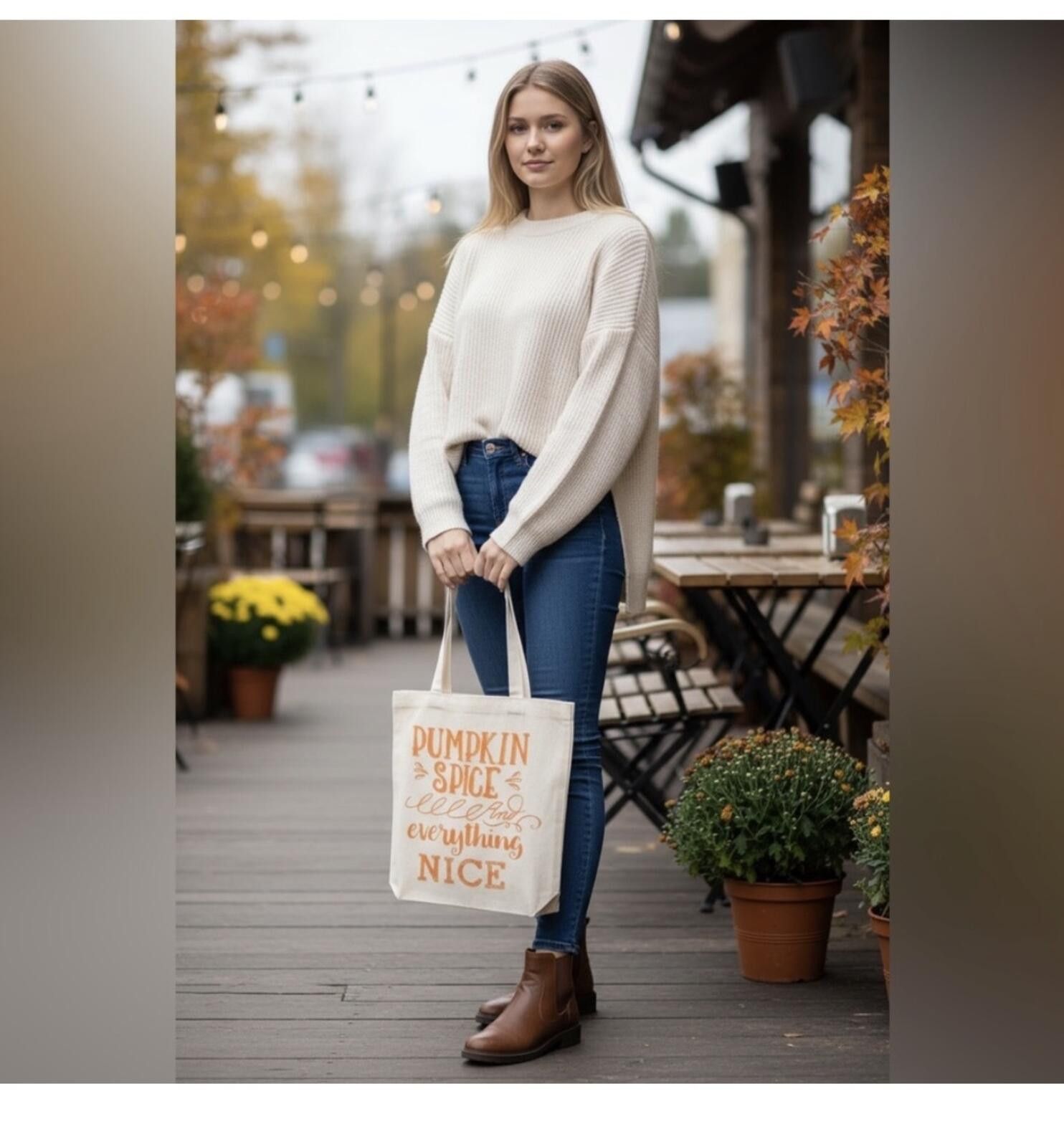 Other (Boutique) Pumpkin Spice and Everything Nice Tote Bag Size ONE SIZE - 3 Thumbnail