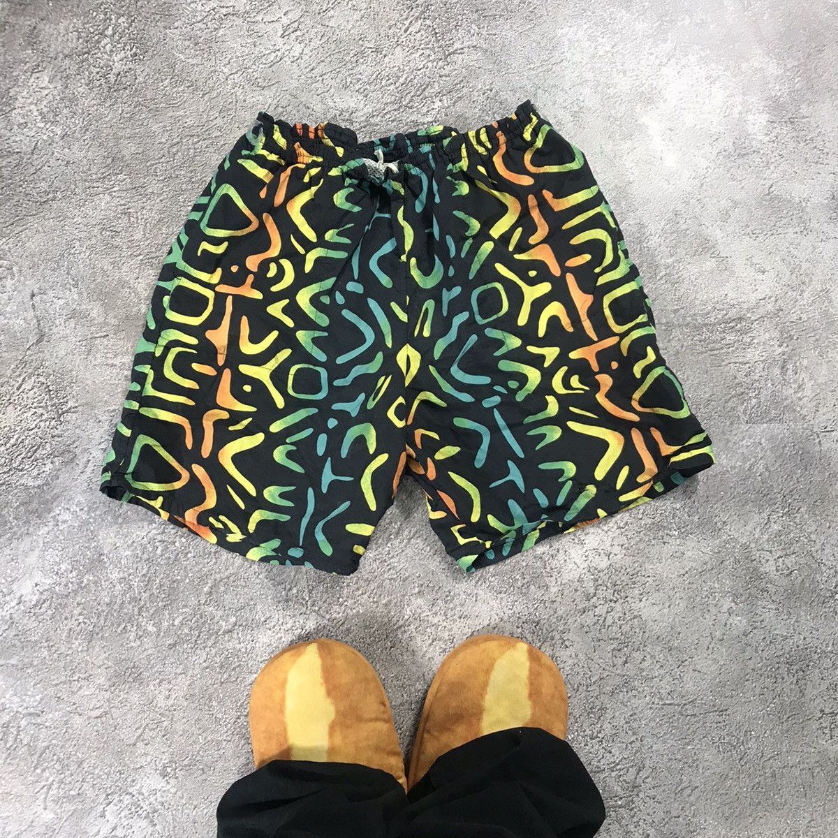 Vintage Y2K Neon All Over Print Baggy Swim Shorts Rave Streetwear 34 Size US 34 / EU 50 - 1 Thumbnail