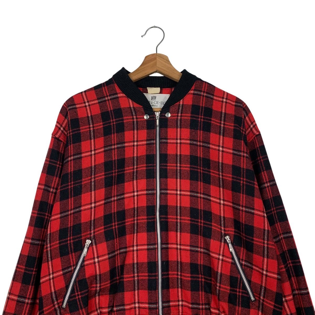 Japanese Brand SAISON DE ELLE SENSHUKAI Red Check Bomber Jacket #2302-C102 Size M / US 6-8 / IT 42-44 - 2 Thumbnail