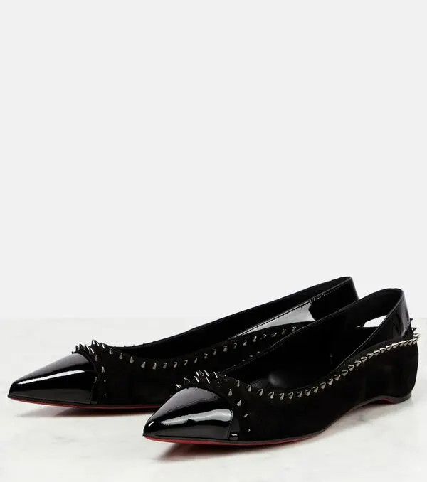 Christian Louboutin o1s1wg111124 Duvettina Suede Ballet Flats in Black Size US 4 / IT 34 - 1 Thumbnail